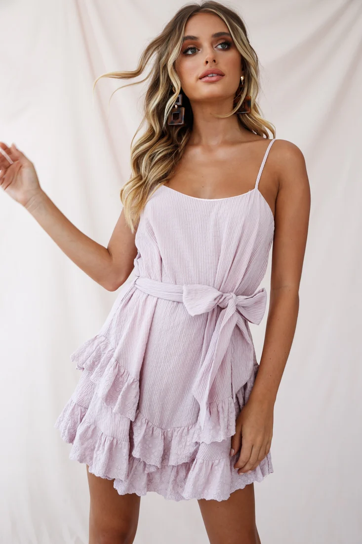 Petrie Ruffle Detail Waist Tie Dress Blush - Image 5