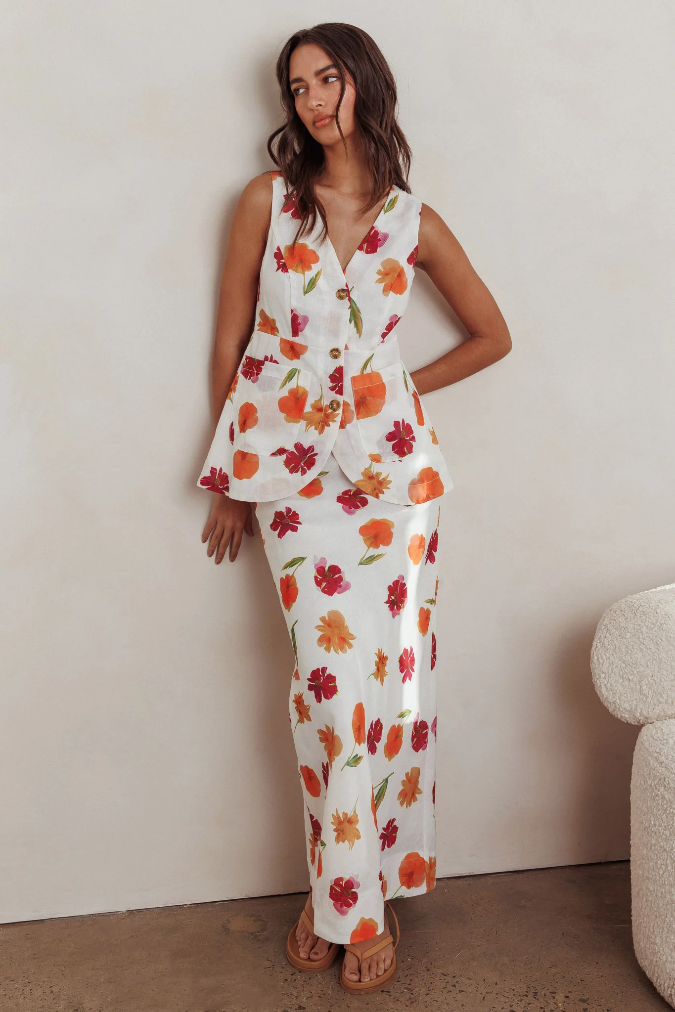 Philomena Maxi Skirt Floral Orange Multi - Image 4