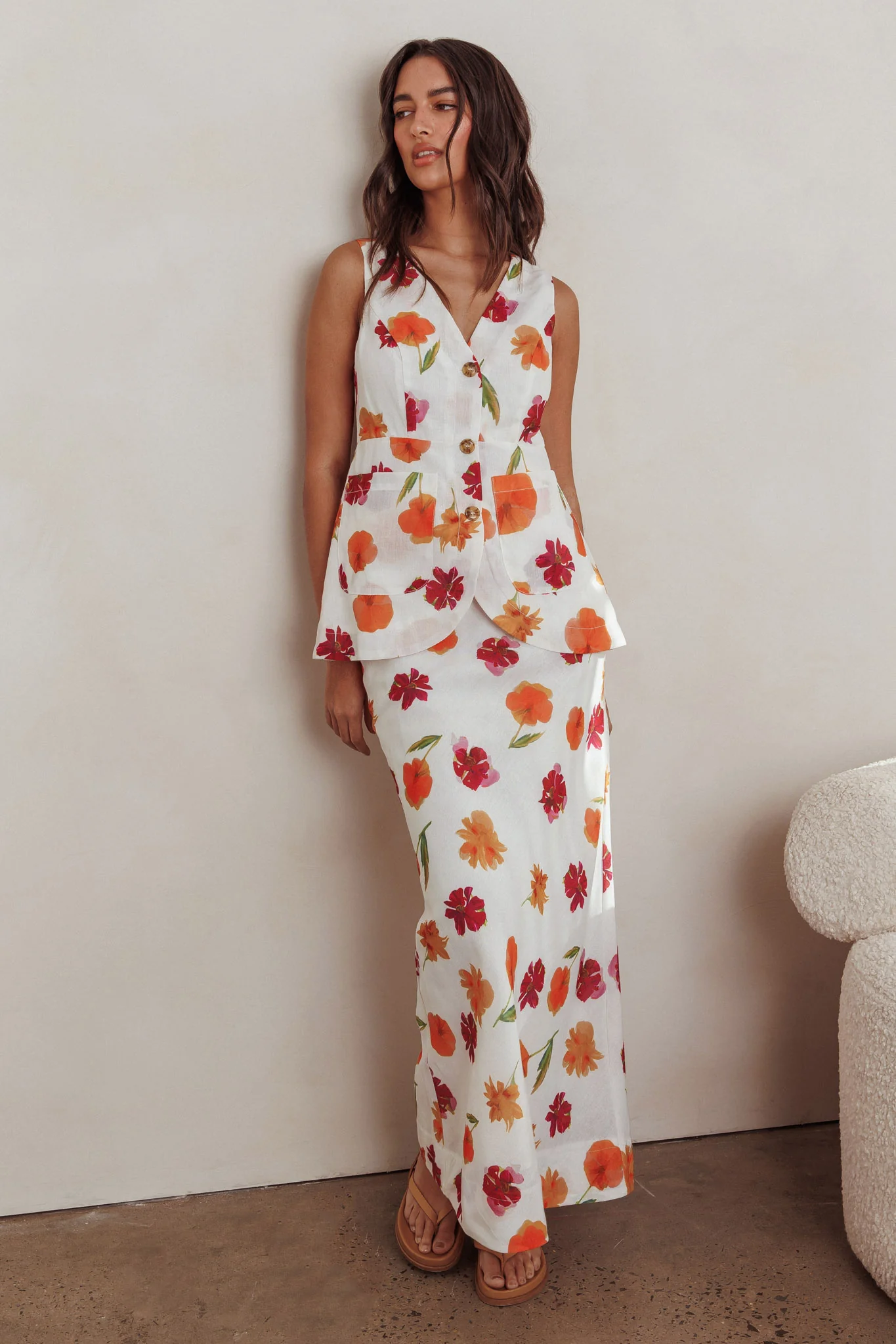 Philomena Maxi Skirt Floral Orange Multi - Image 5