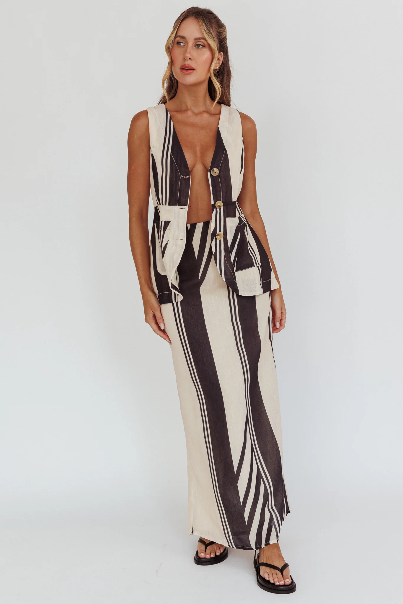 Philomena Maxi Skirt Stripe Black - Image 3