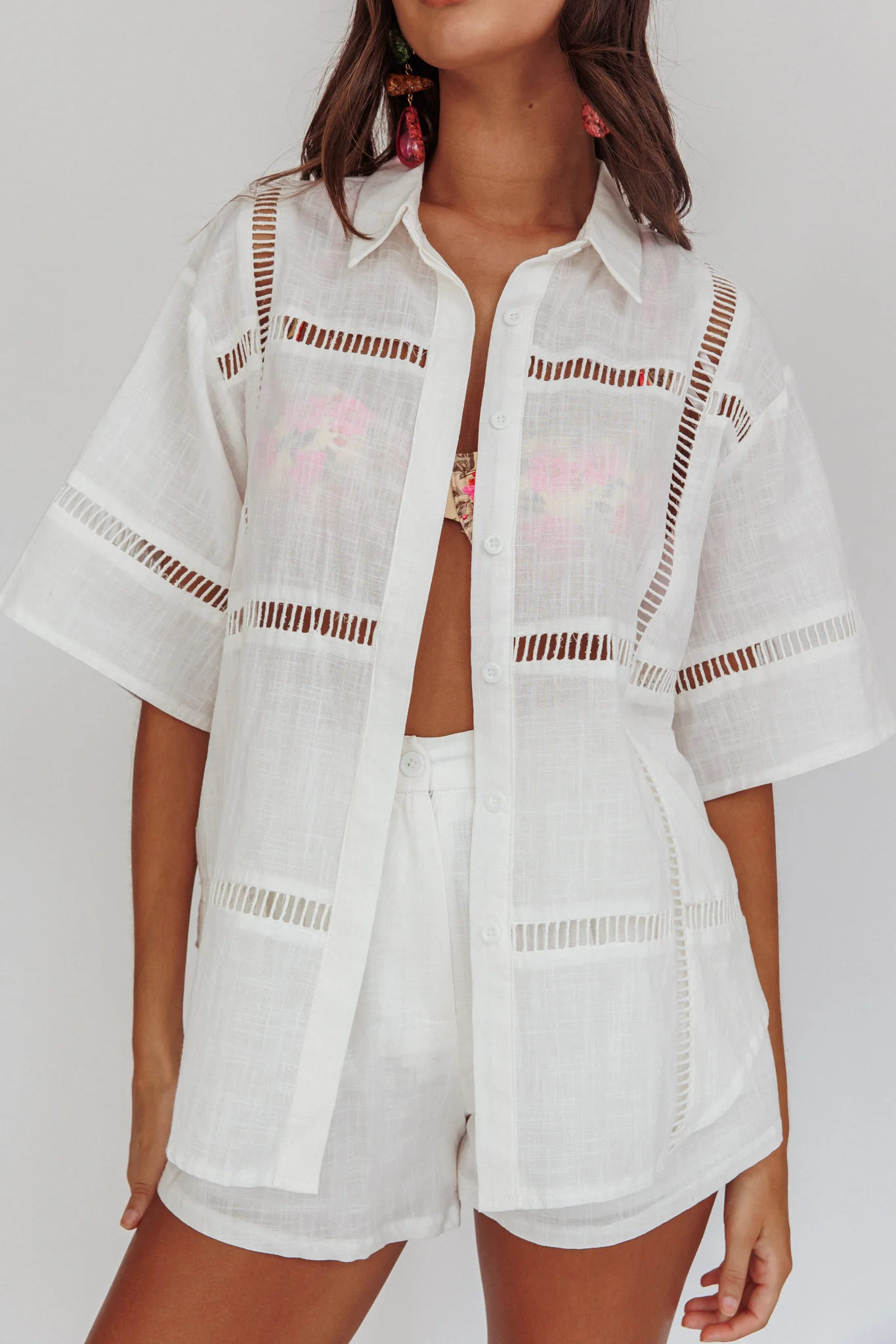 Phoebe Short Sleeve Buttoned Shirt White - Image 5