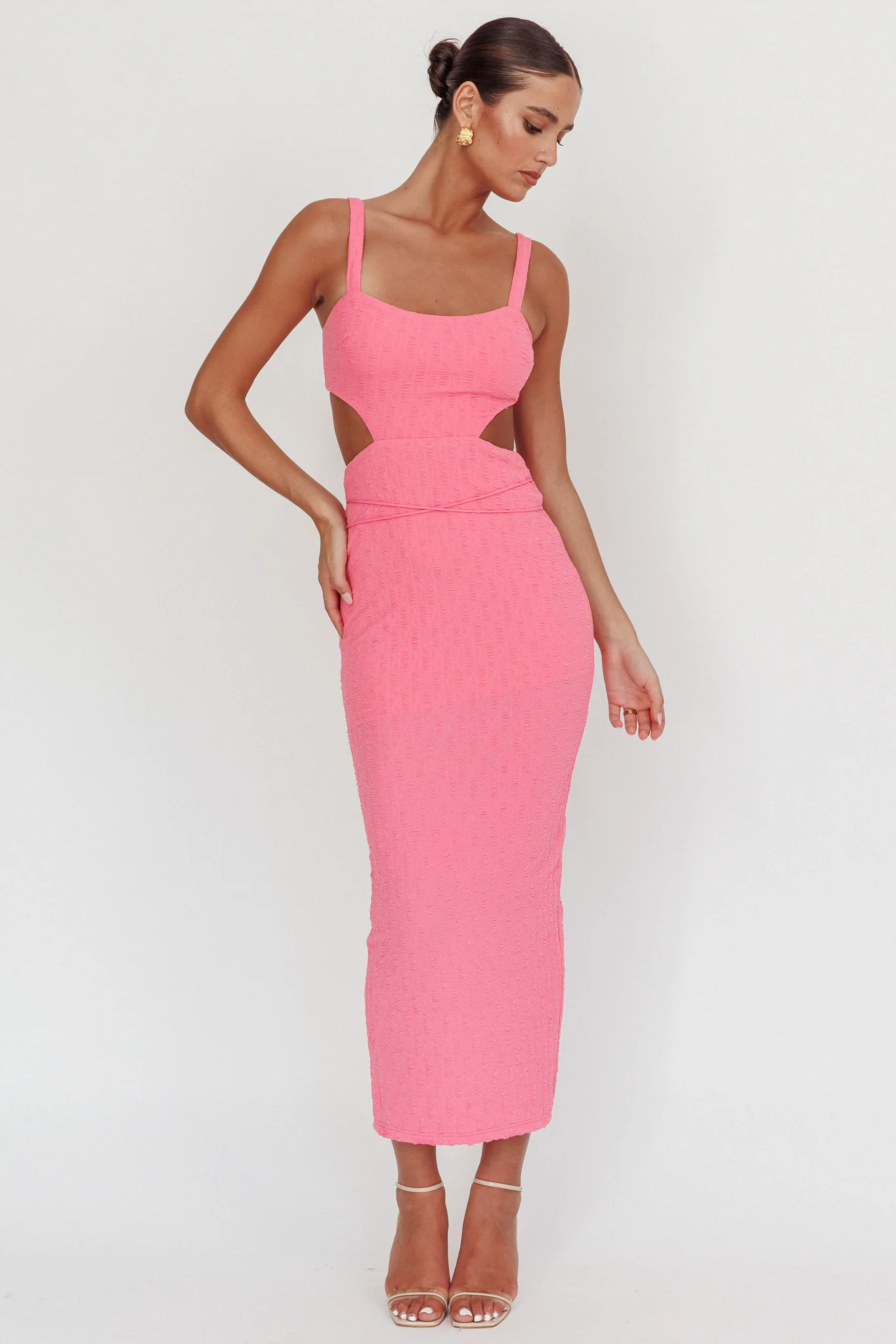 Piera Cut-Out Waist Maxi Dress Hot Pink - Image 4