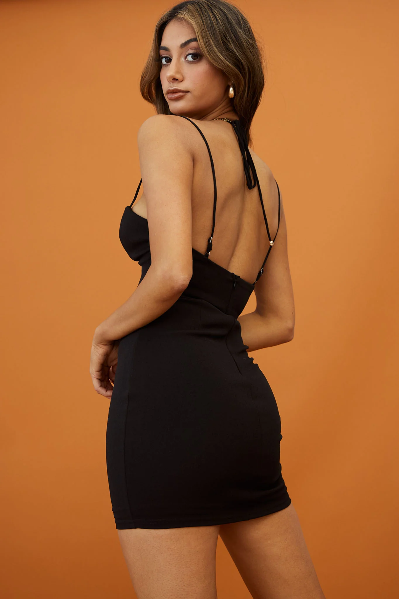 Playin' It Cool Strappy Neckline Bodycon Mini Dress Black - Image 2