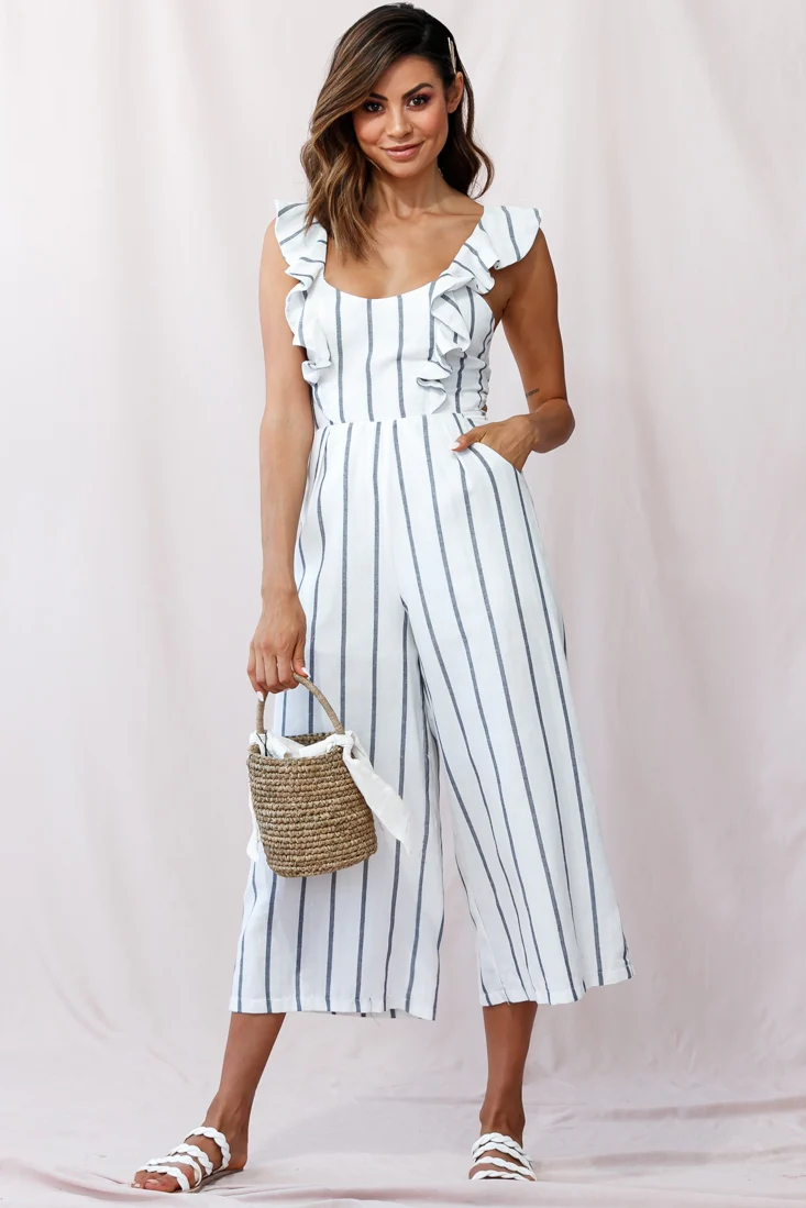 Poet Pinafore Lace-Up Jumpsuit White - Image 2