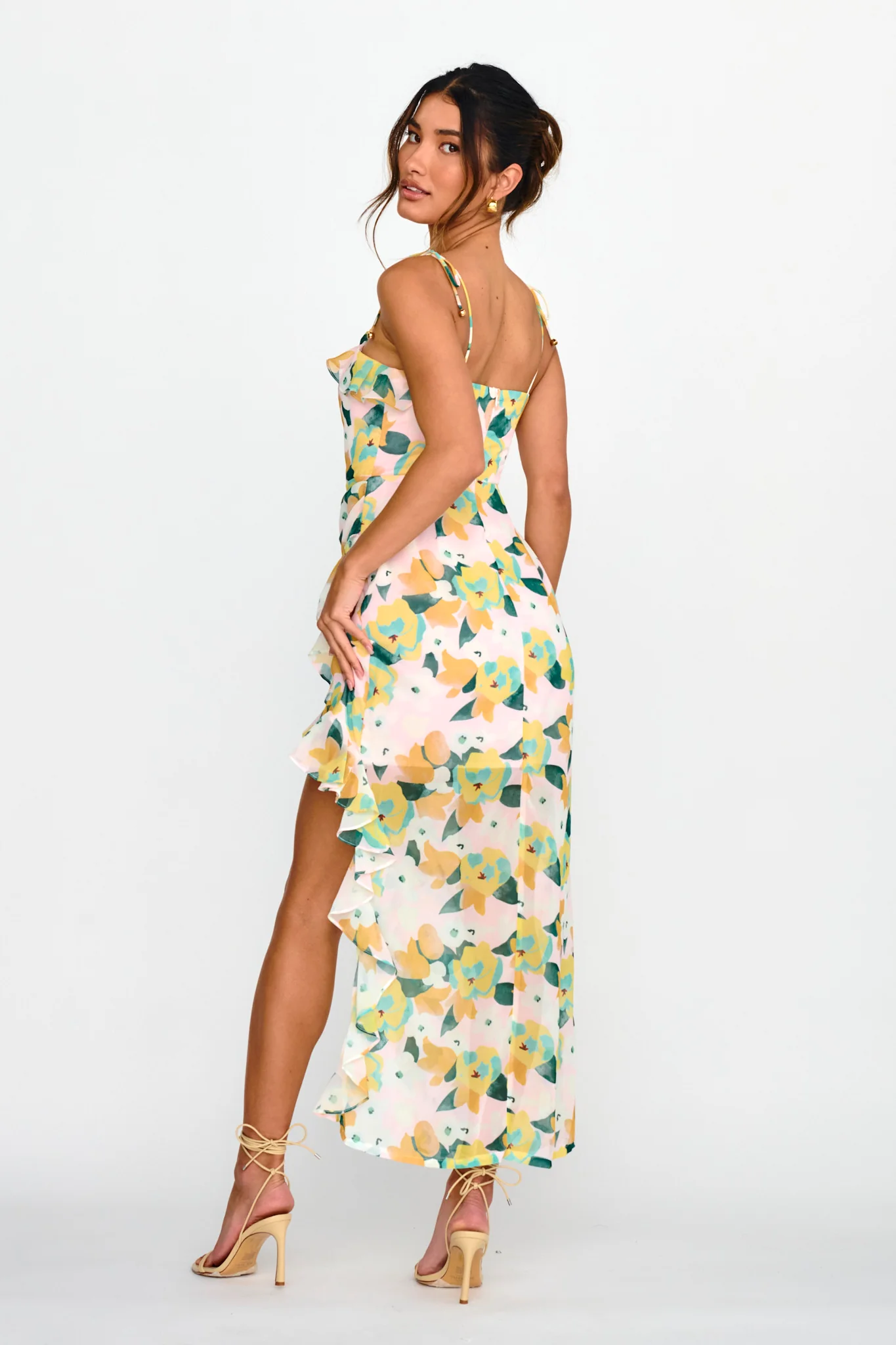 Portofino Cut-Out Split Midi Dress Floral Green - Image 2