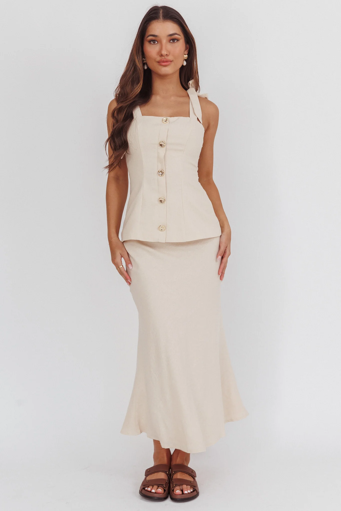 Post It Mid-Rise Maxi Skirt Cream - Image 5