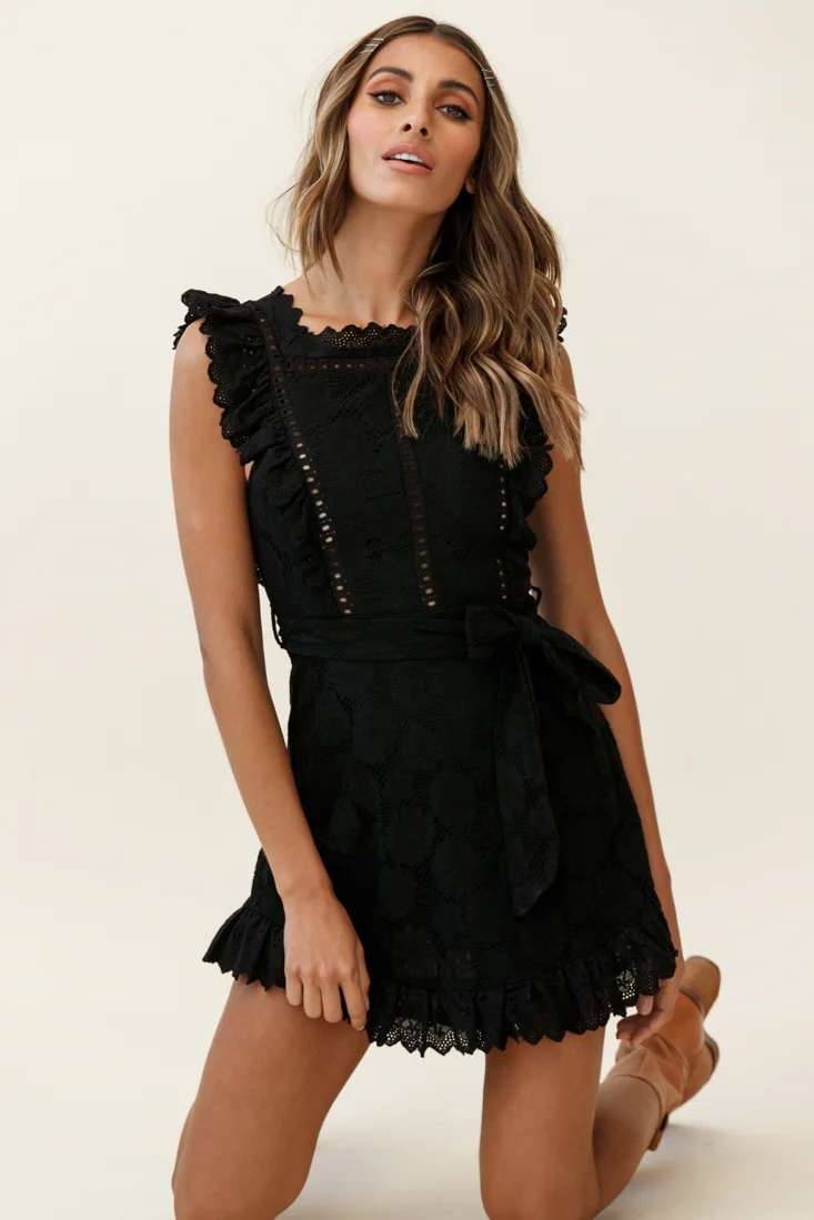 Prairie Crochet Frill Dress Black - Image 15