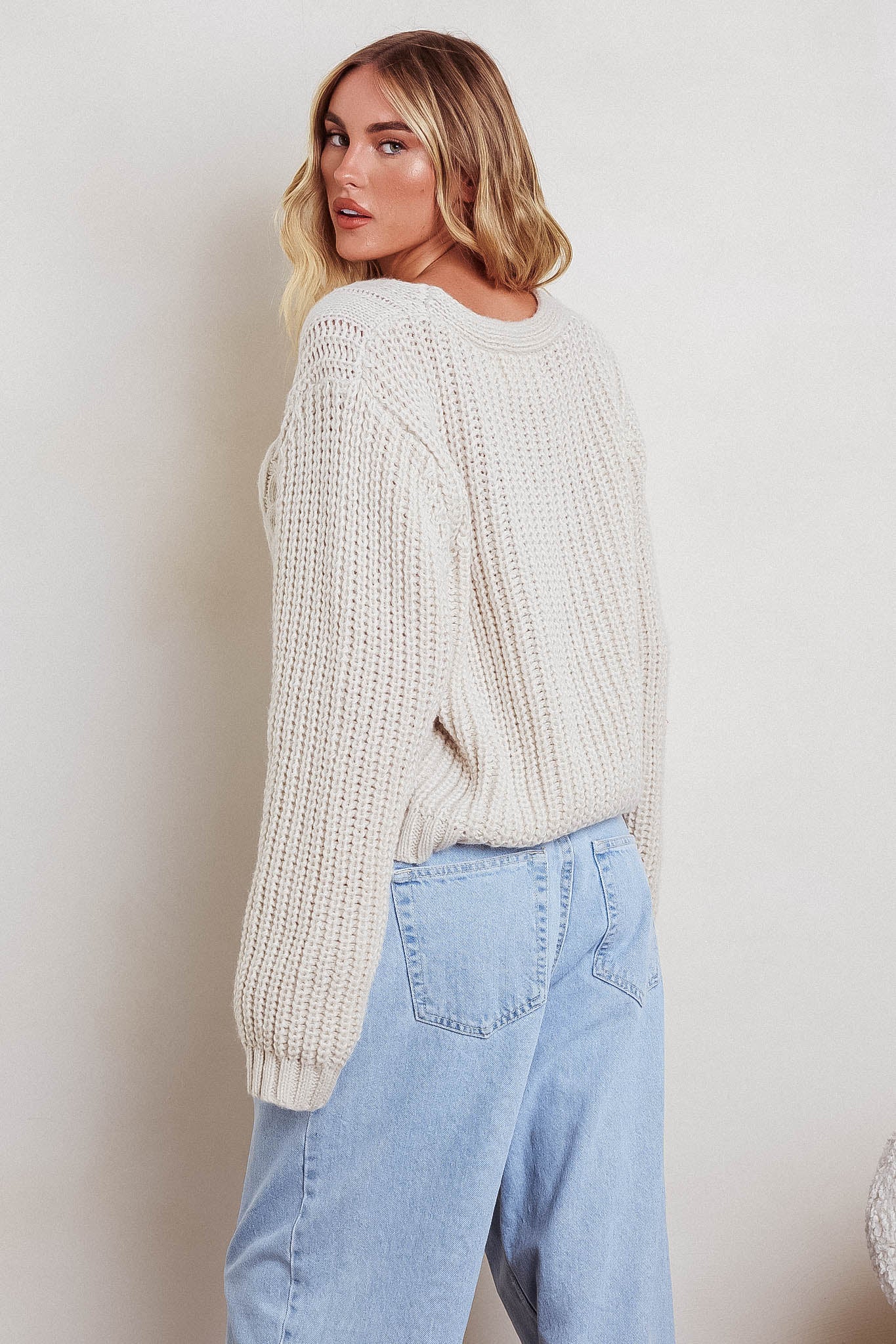 Prime Time Cable Knit Cardigan Oat - Image 2