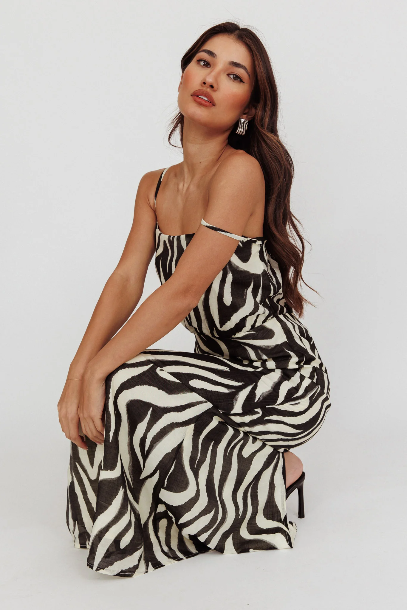Pristine Zebra Print Maxi Dress Black - Image 2