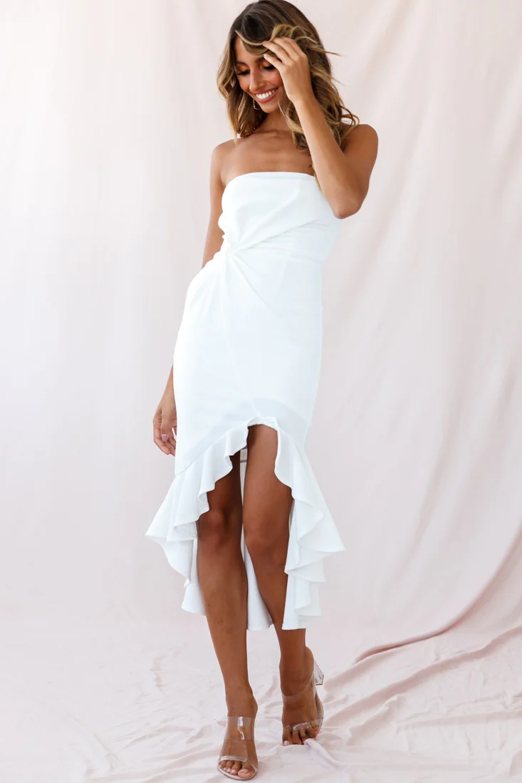 Prom Queen Bandeau Midi Dress White - Image 5