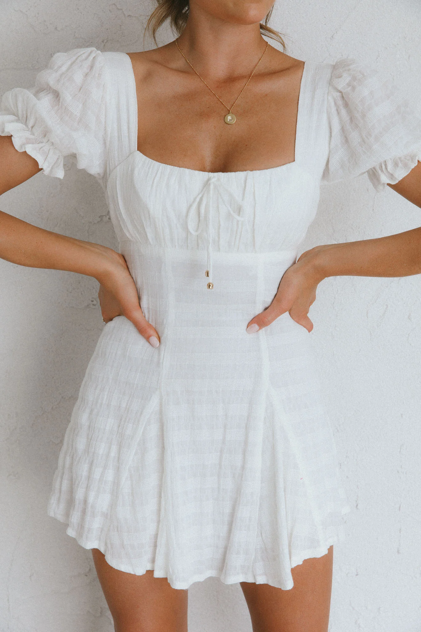 Promise Keepers Puff Sleeve Mini Dress White - Image 4