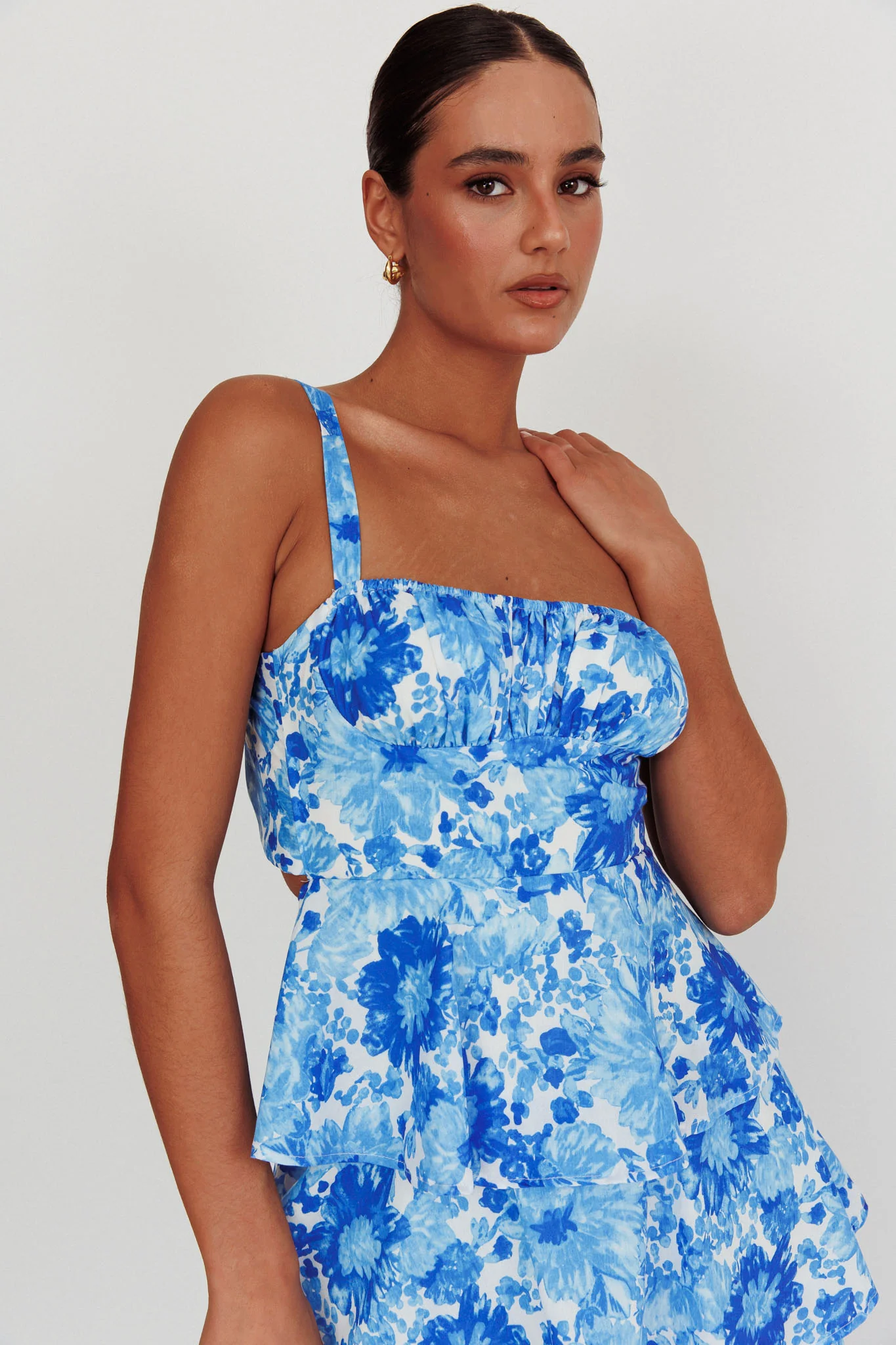 Provence Bloom Tiered Floral Maxi Dress Blue - Image 2