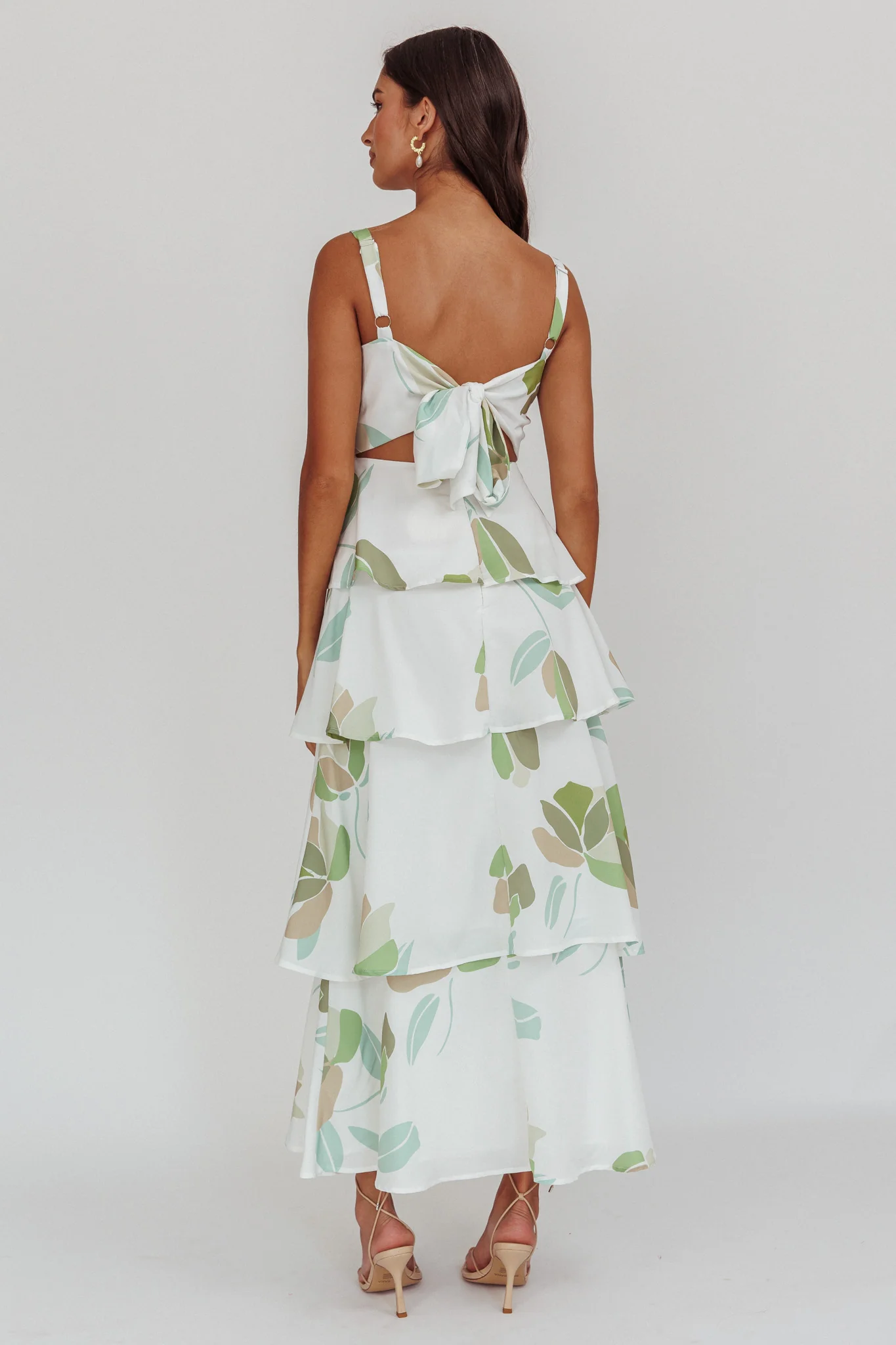 Provence Bloom Tiered Floral Maxi Dress Green - Image 2