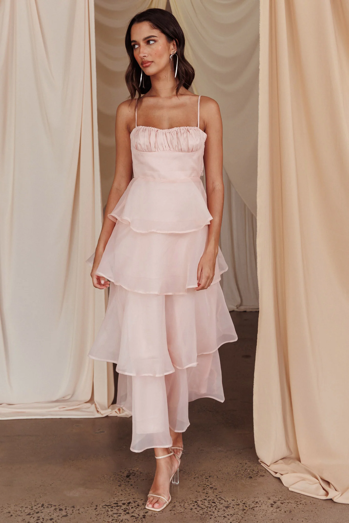 Provence Bloom Tiered Midi Dress Blush - Image 6