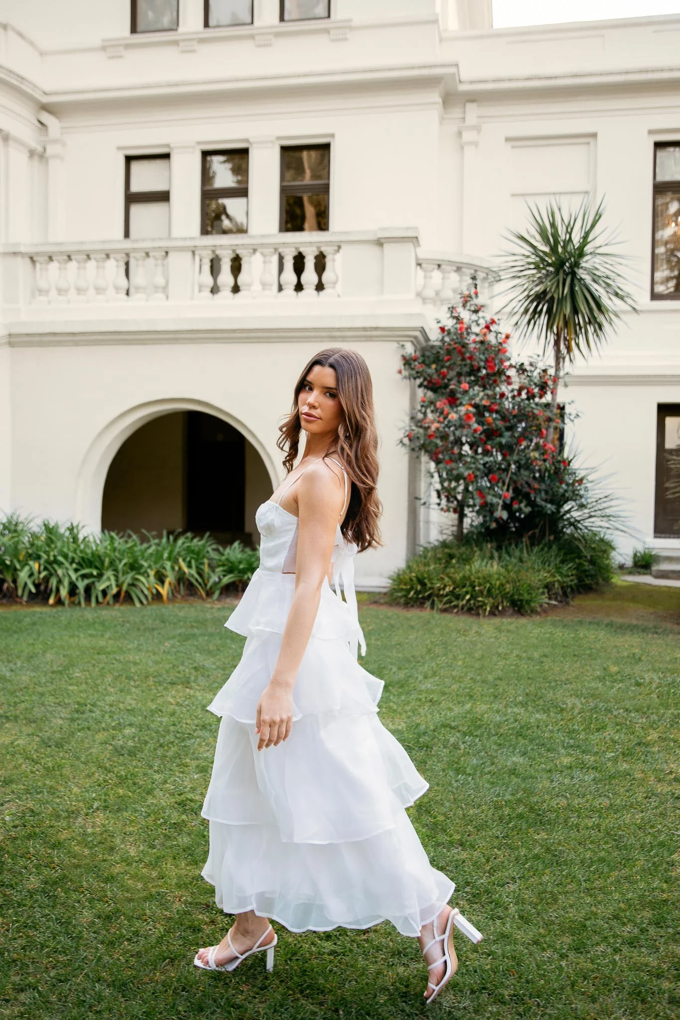 Provence Bloom Tiered Midi Dress White - Image 2