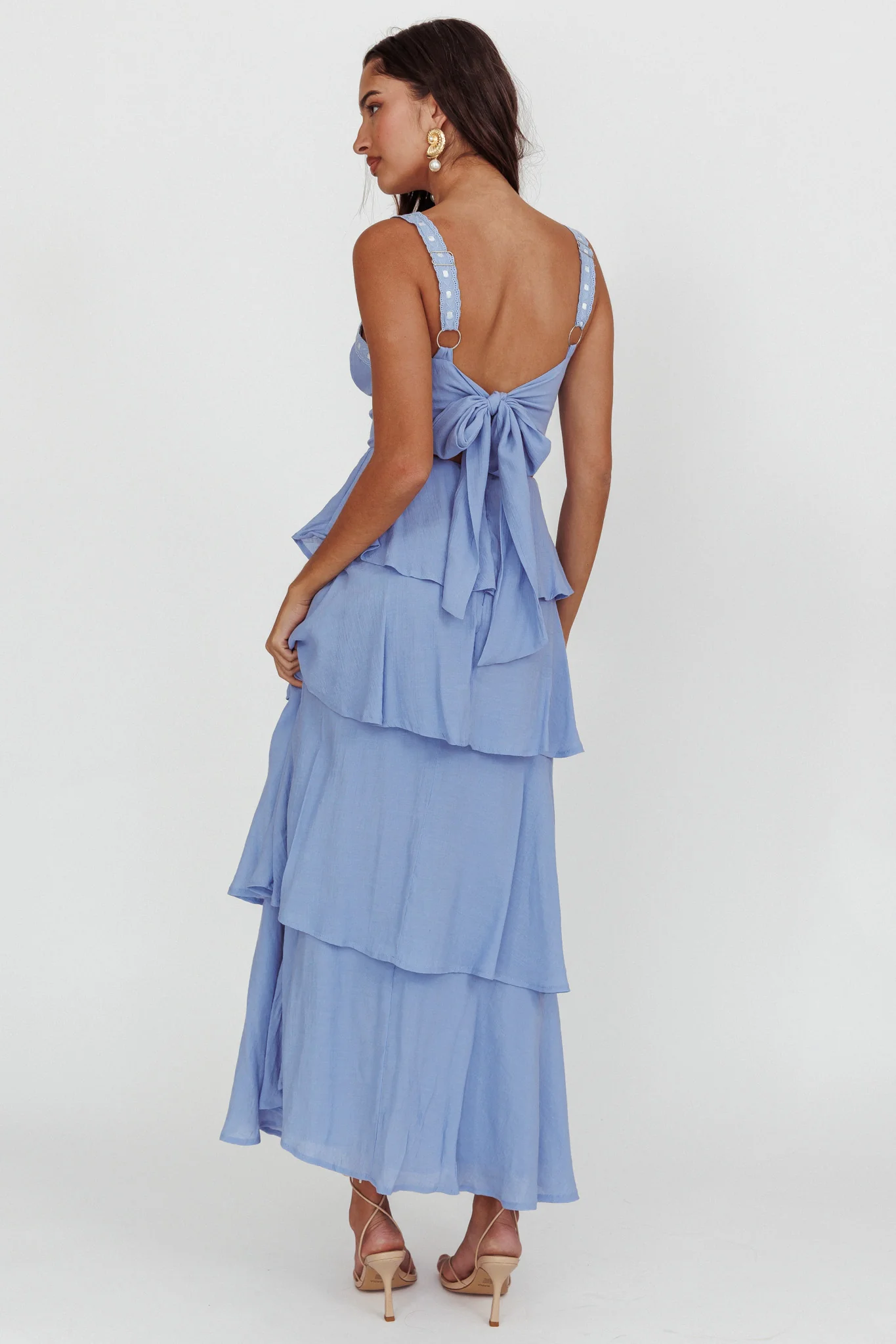 Provence Bloom Tiered Ruffle Maxi Dress Blue - Image 2
