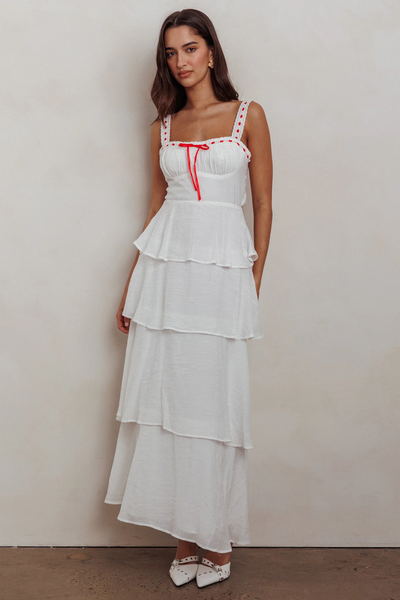 Provence Bloom Tiered Ruffle Maxi Dress Off White - Image 5