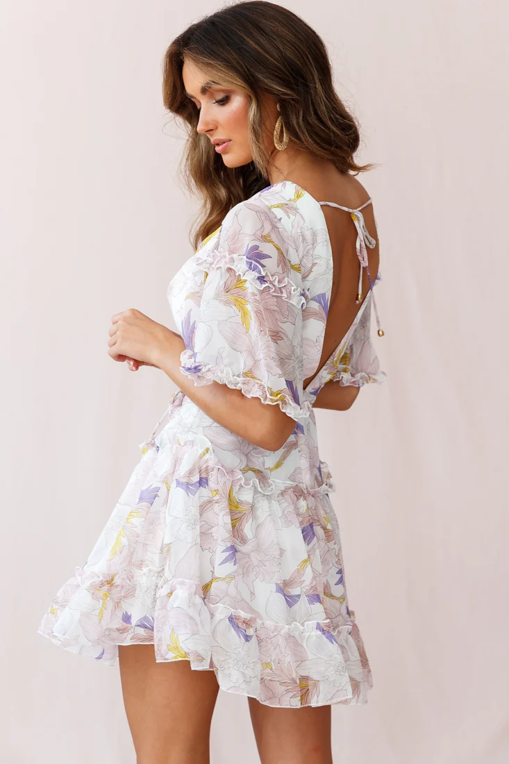 Psalm Angel Sleeve Frill Dress White - Image 3