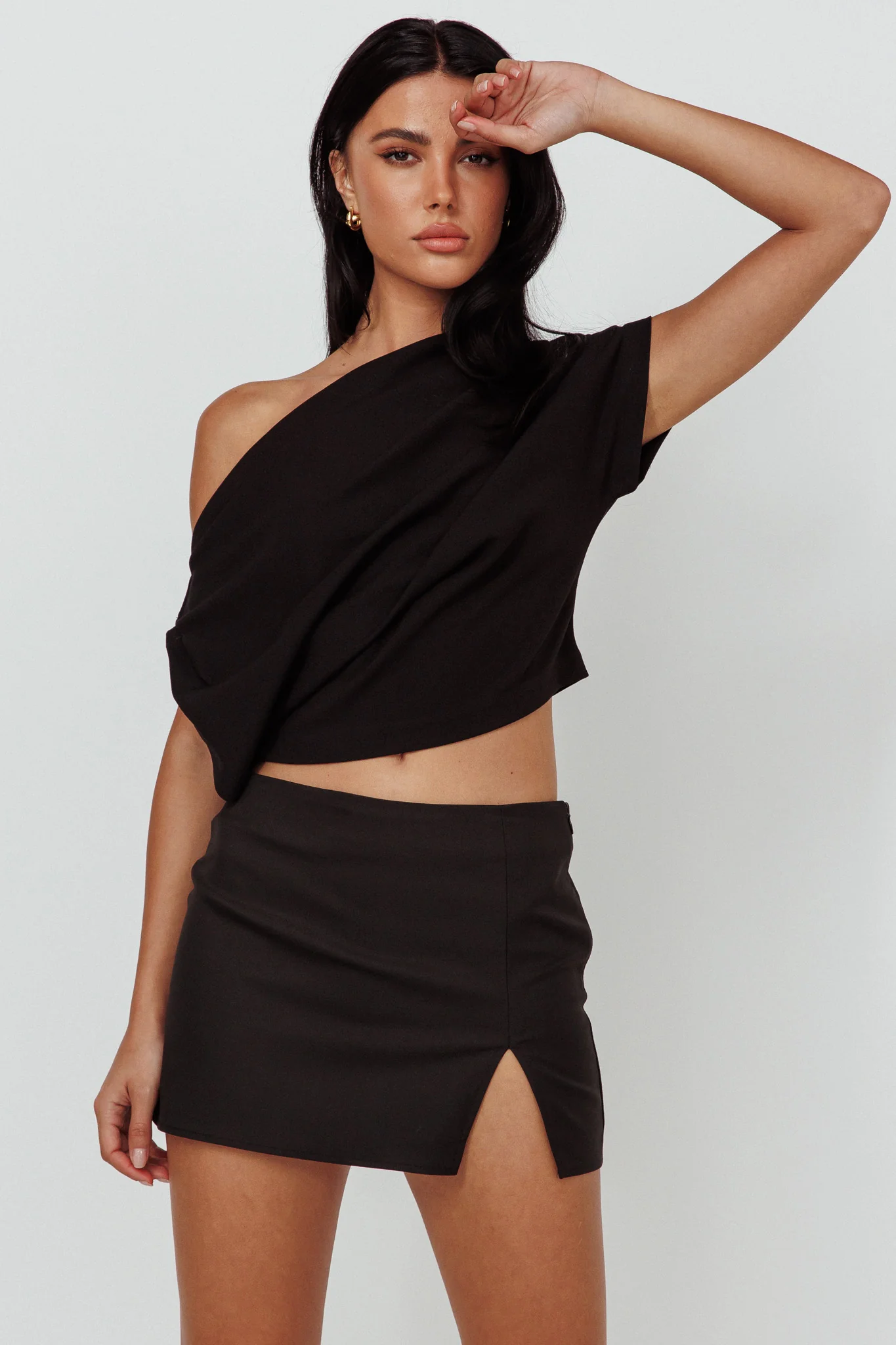 Quinn One Shoulder Top Black - Image 3