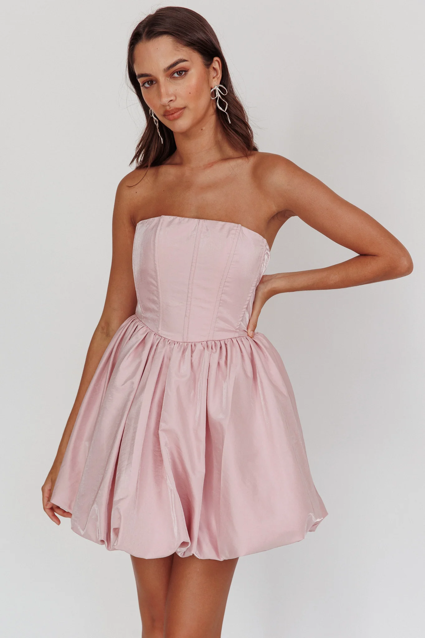 Radiant Strapless Bubble Mini Dress Pink - Image 3