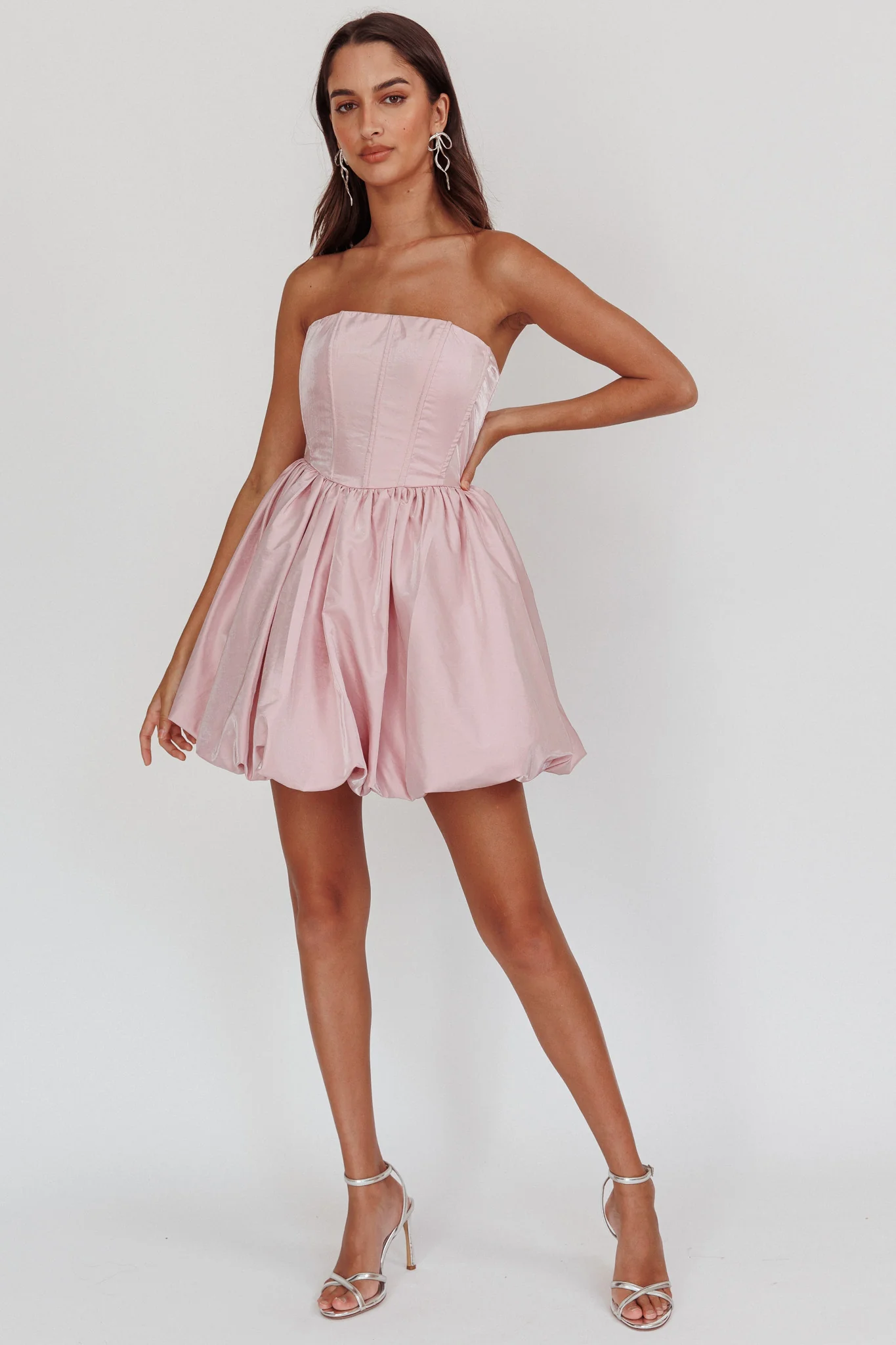 Radiant Strapless Bubble Mini Dress Pink - Image 5
