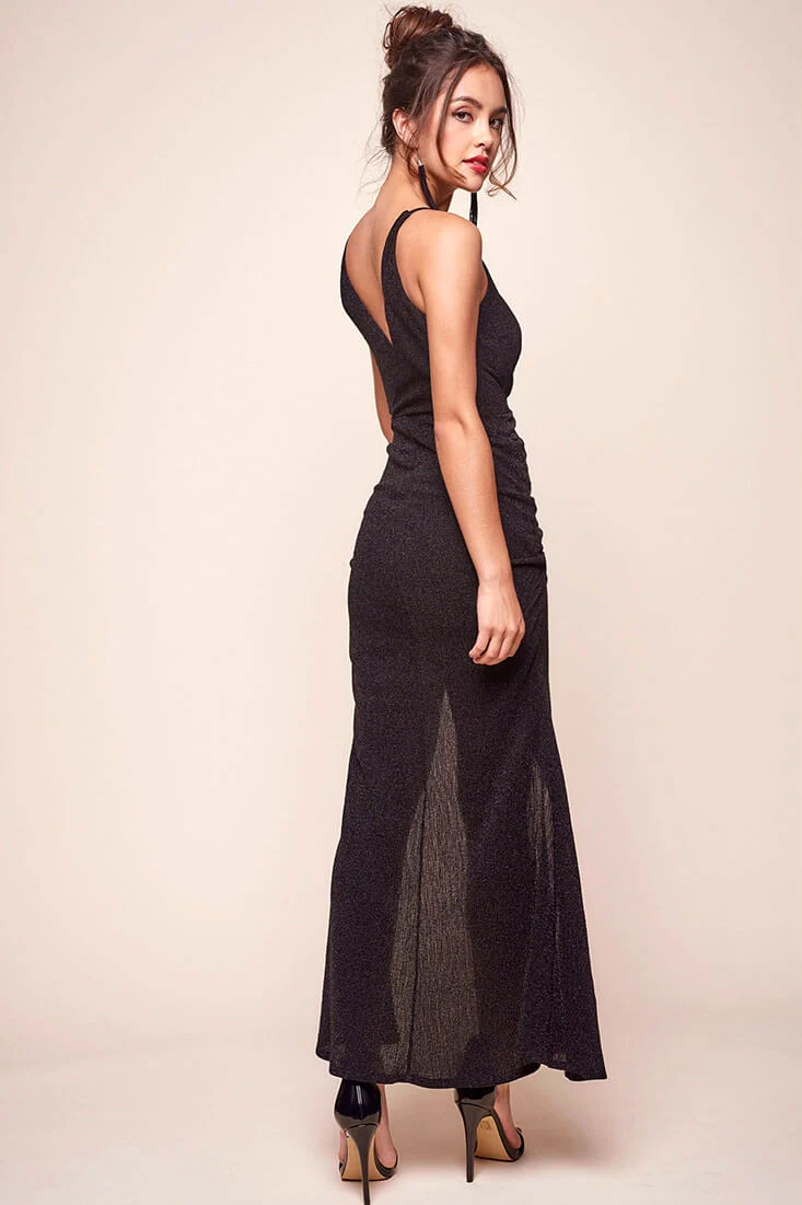 Rae Holiday Glam Asymmetrical Dress Black - Image 5