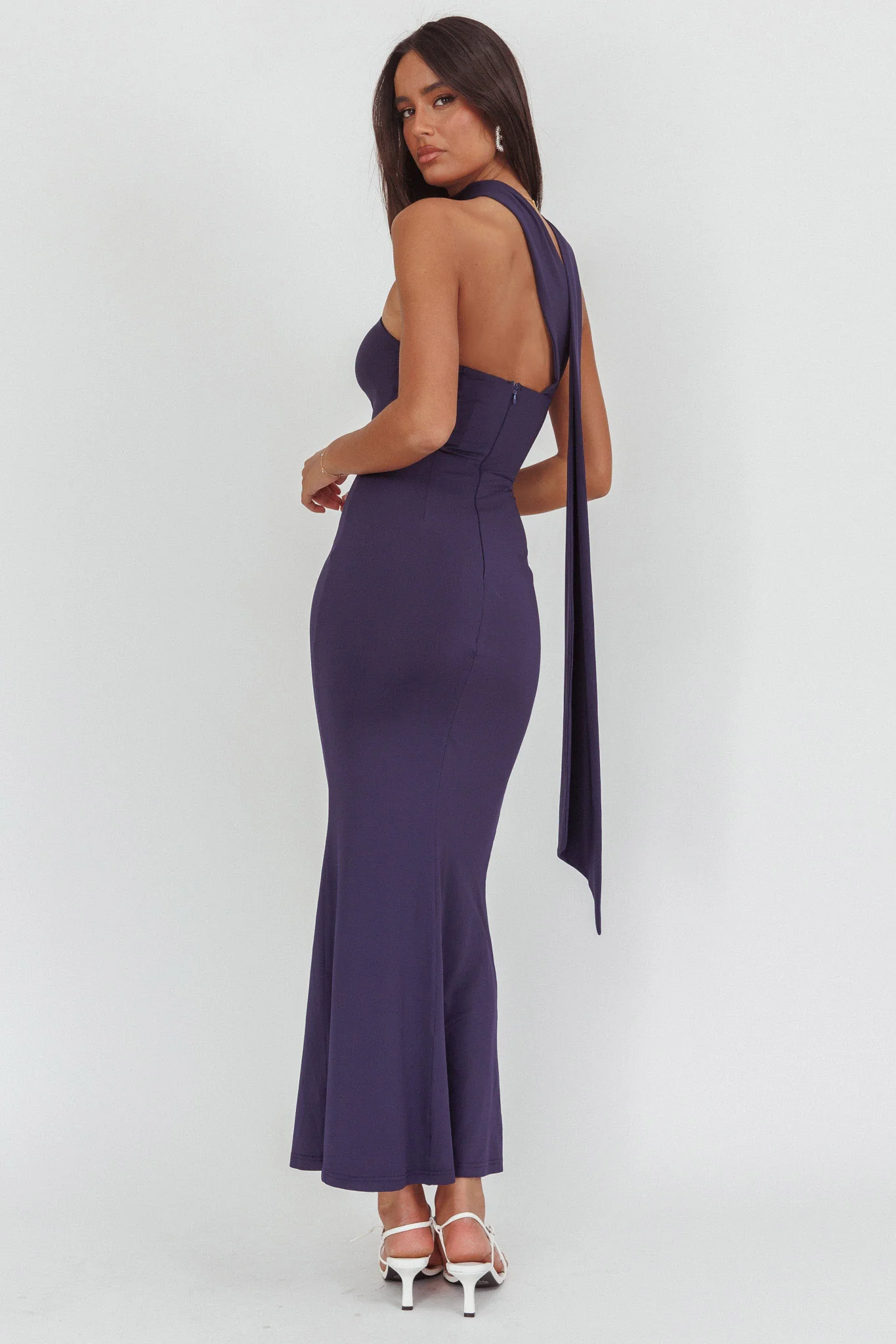 Raeva Strapless Scarf Maxi Dress Navy - Image 3