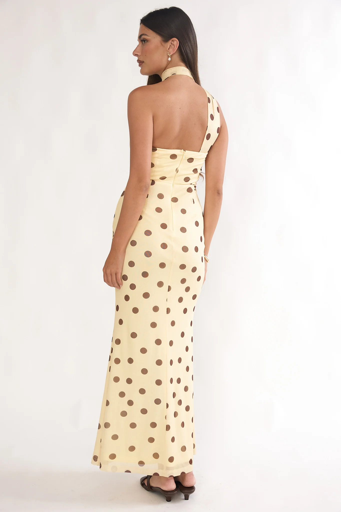 Raeva Strapless Scarf Maxi Dress Spotted Yellow - Image 2