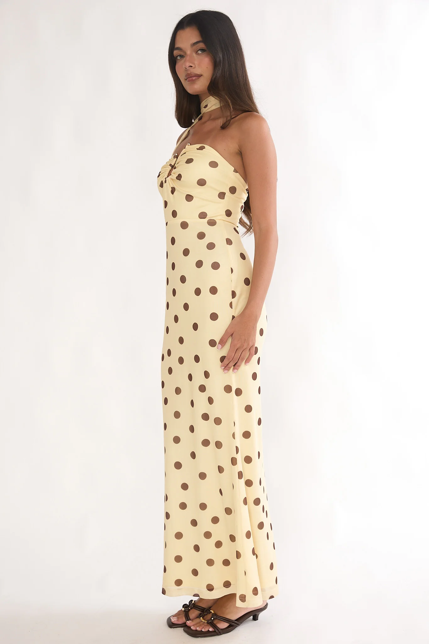 Raeva Strapless Scarf Maxi Dress Spotted Yellow - Image 6