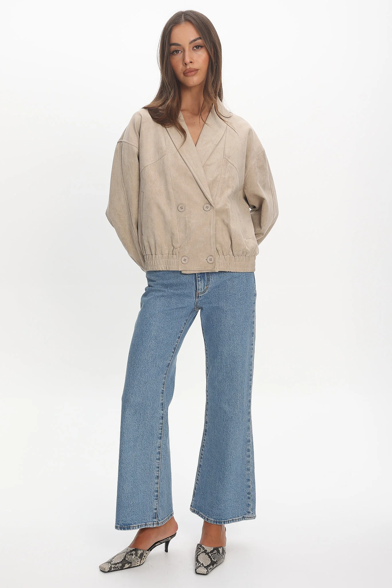 Rampage Faux Suede Blouson Jacket Sand - Image 2