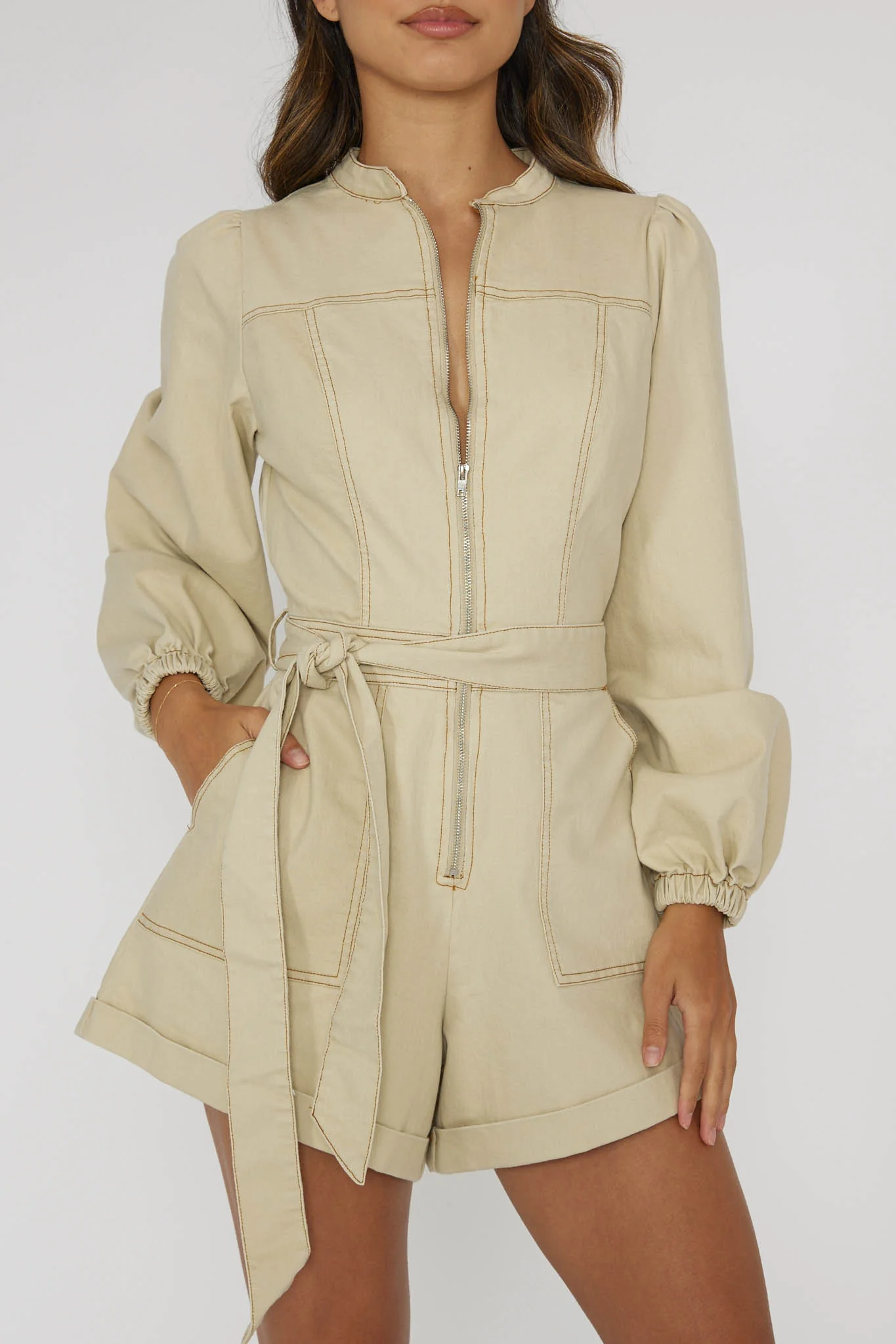 Real World Zip Front Romper Butter - Image 4