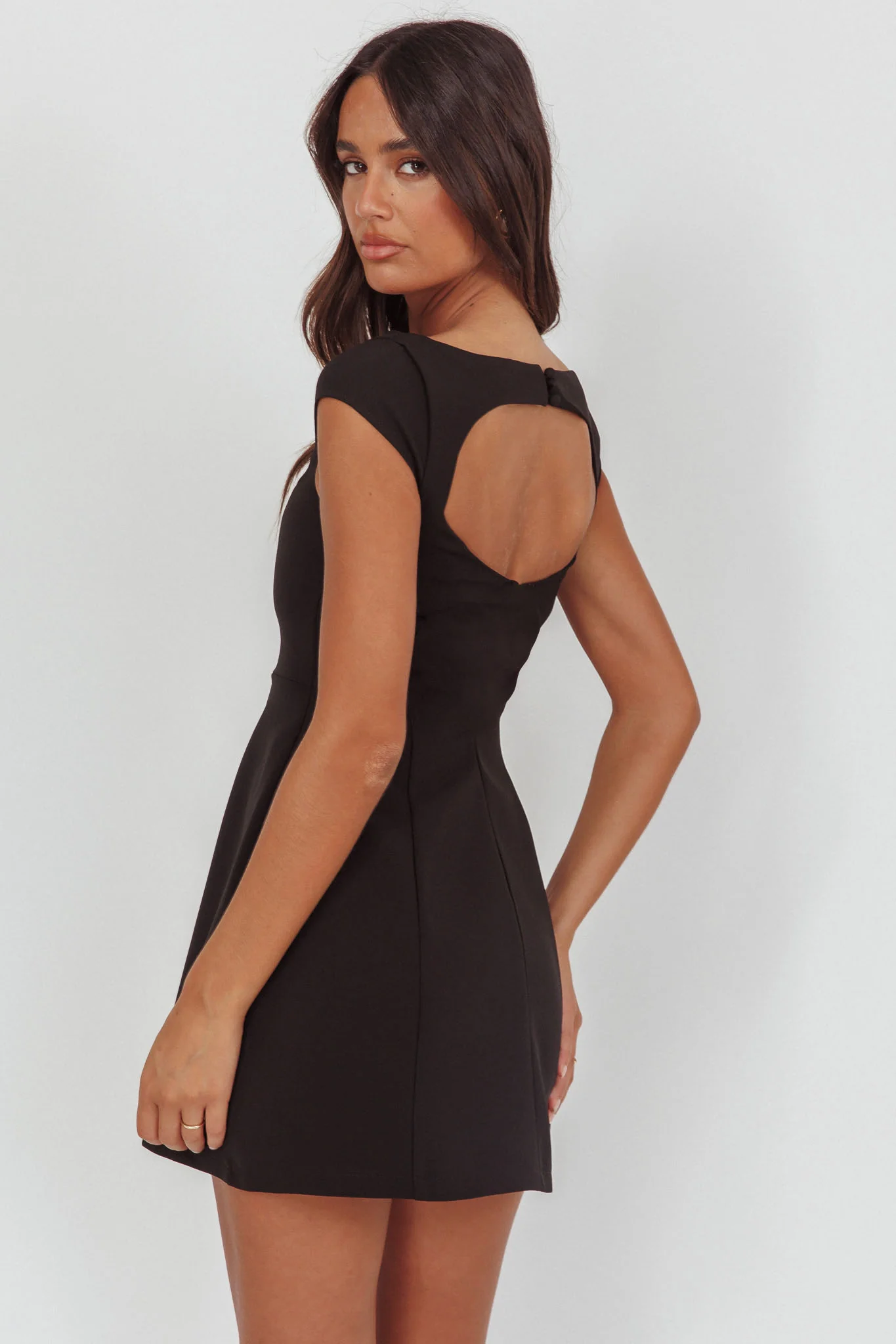 Rebel Cap Sleeve Mini Dress Black - Image 2