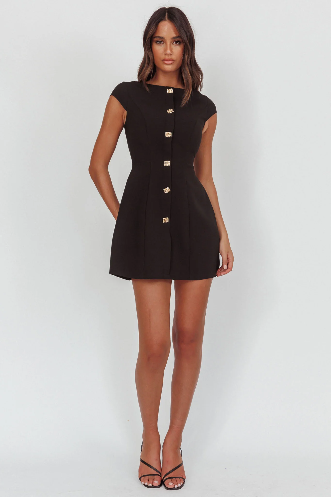 Rebel Cap Sleeve Mini Dress Black - Image 4