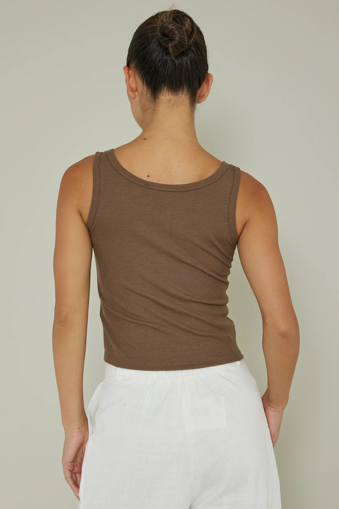 Recess Thick Strap Ribbed Top Brown - Image 2