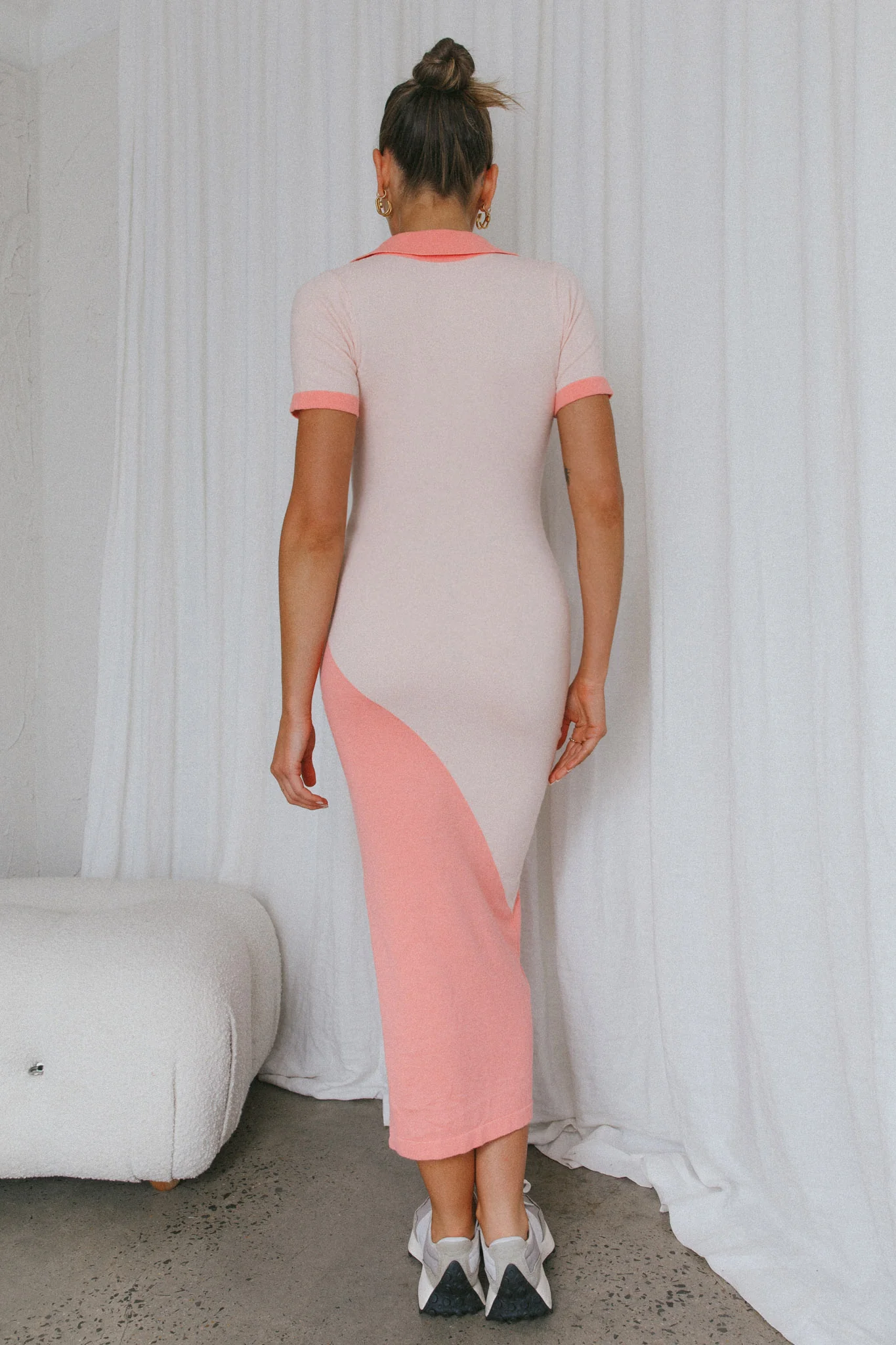 Regatta Lace-Up Polo Shirt Midi Dress Peach - Image 8