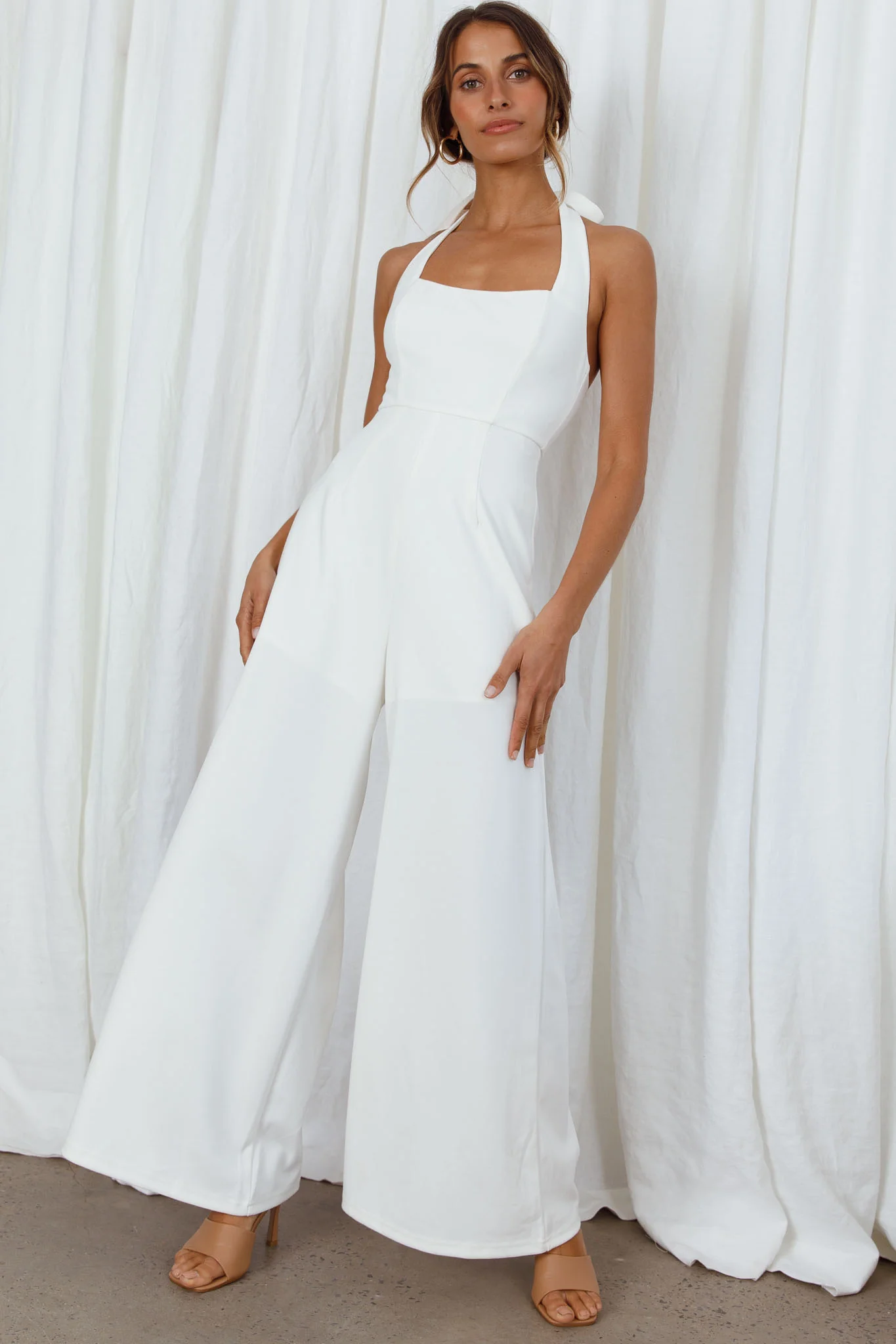 Remember This Halterneck Wide Leg Jumpsuit White - Image 7
