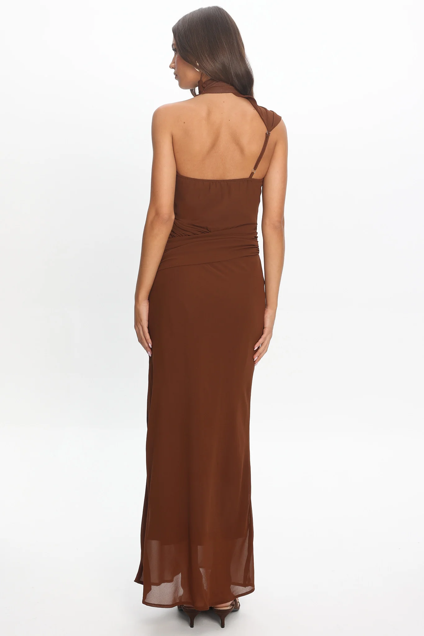 Renata High Neck Maxi Dress Cocoa - Image 3