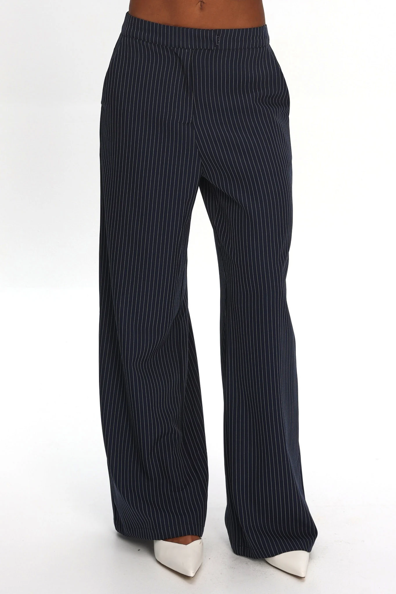 Renee Wide Leg Pants Pinstripe Navy - Image 4