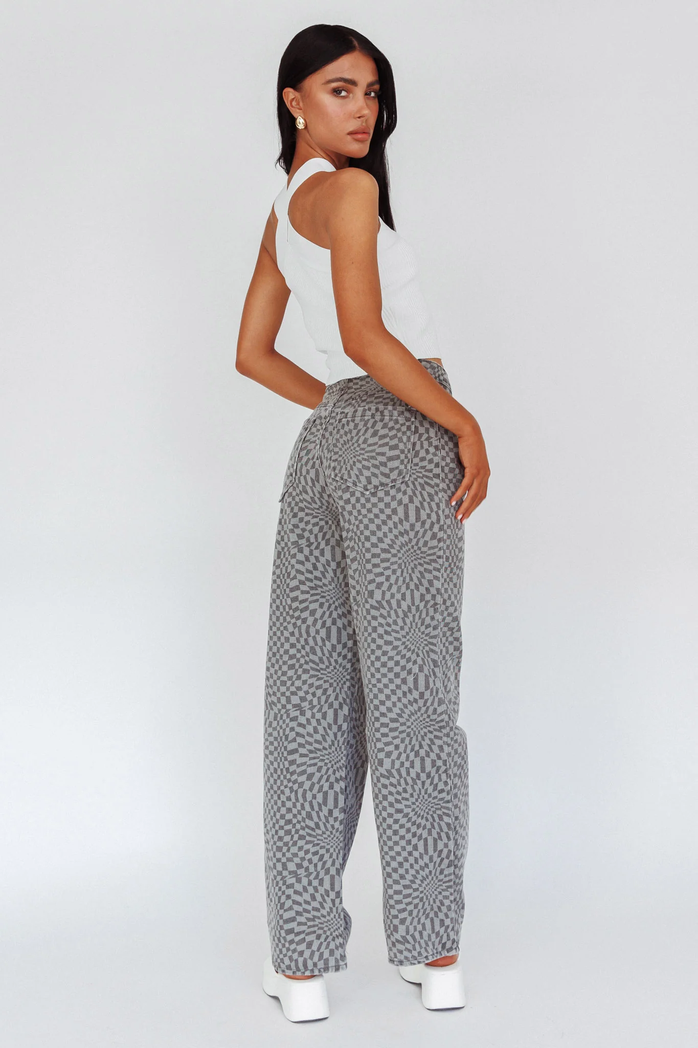 Renegade Printed Denim Pants Charcoal - Image 3