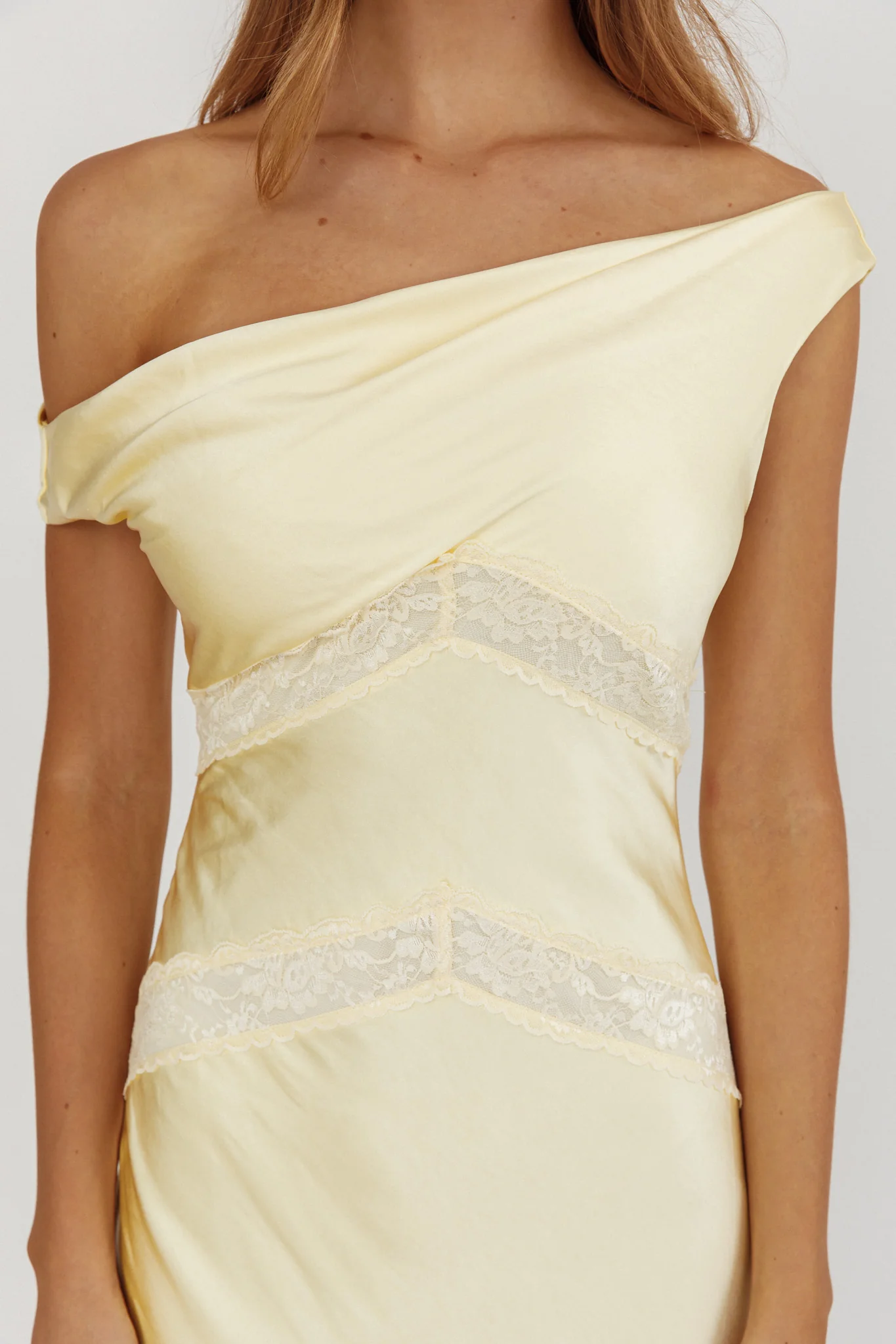 Revelation Off-Shoulder Lace Trim Maxi Dress Butter - Image 3