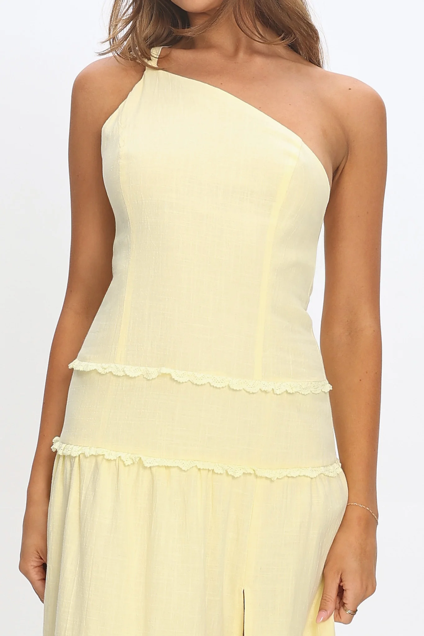 Rico One-Shoulder Strappy Back Maxi Dress Butter - Image 5