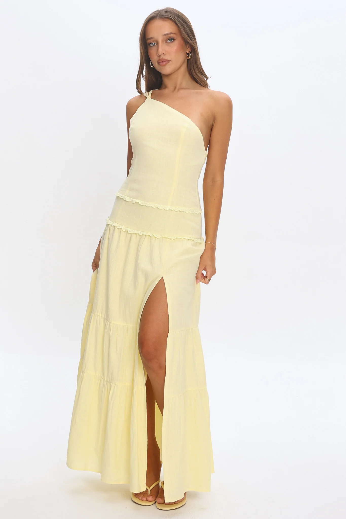 Rico One-Shoulder Strappy Back Maxi Dress Butter - Image 6
