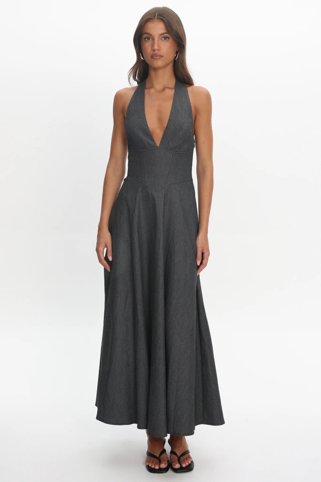 Riga Halterneck Maxi Dress Black - Image 2