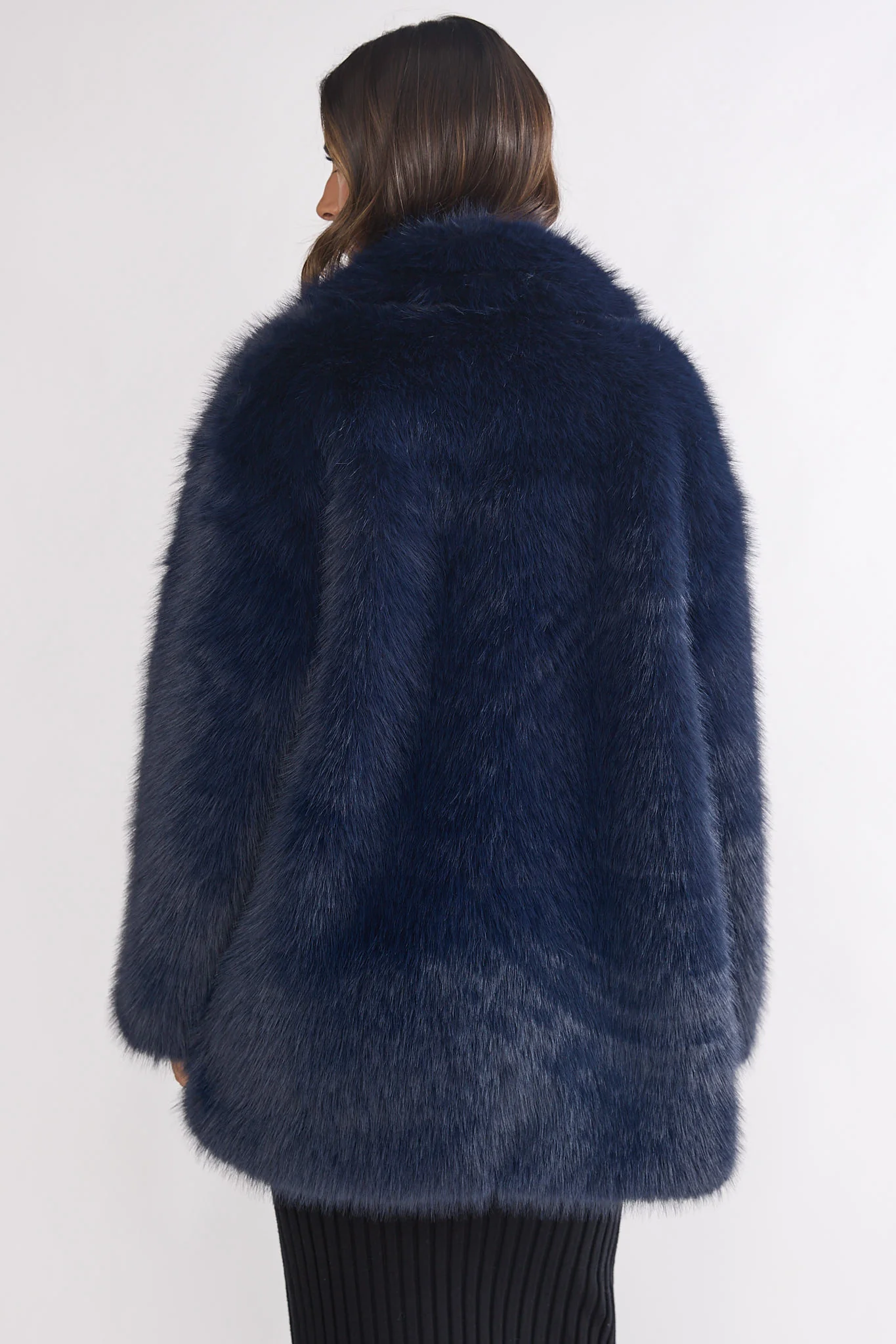 Rilani Faux Fur Pocket Coat Navy - Image 4