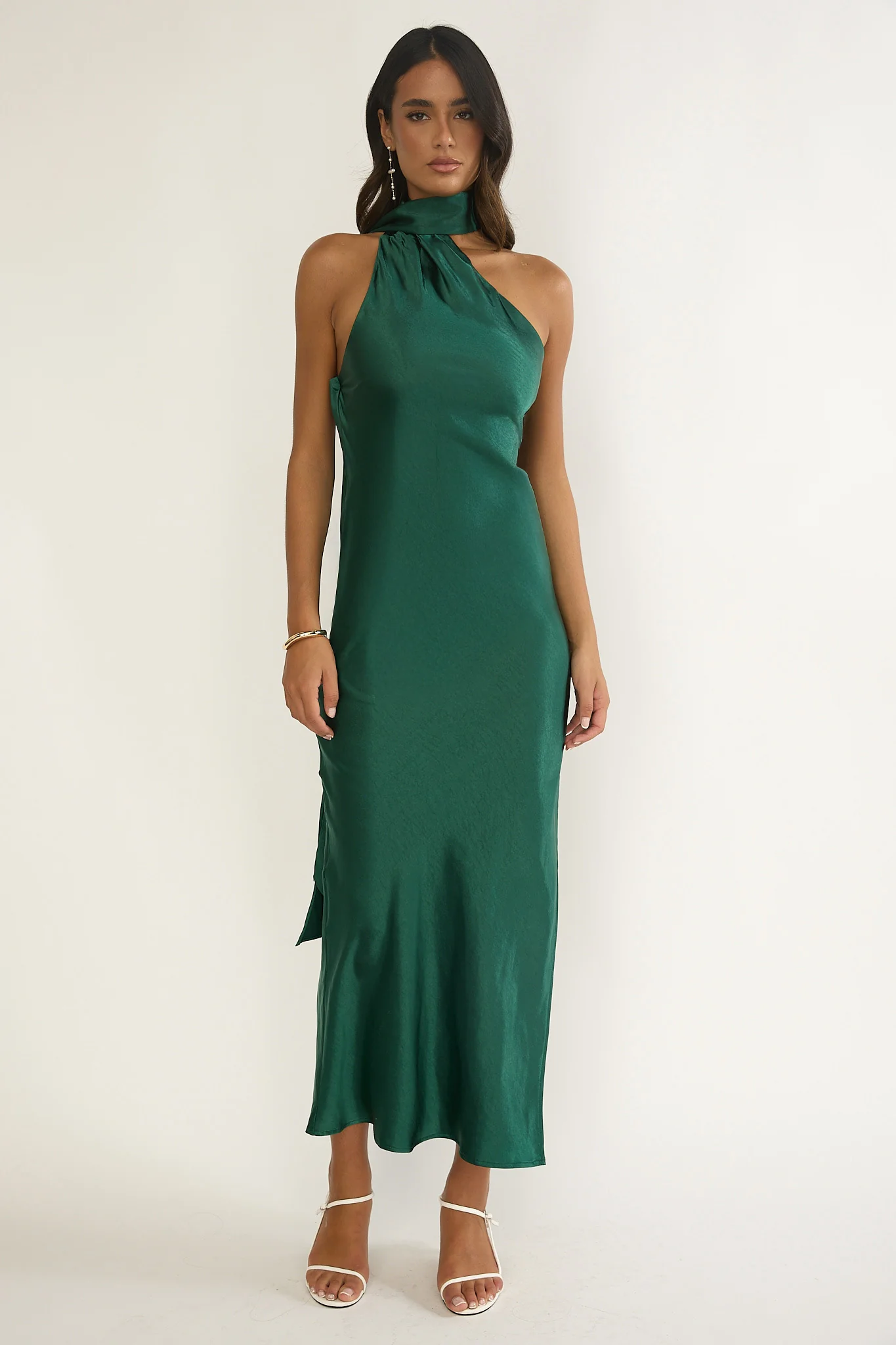 Rionna Open Cowl Back Maxi Dress Forest Green - Image 5