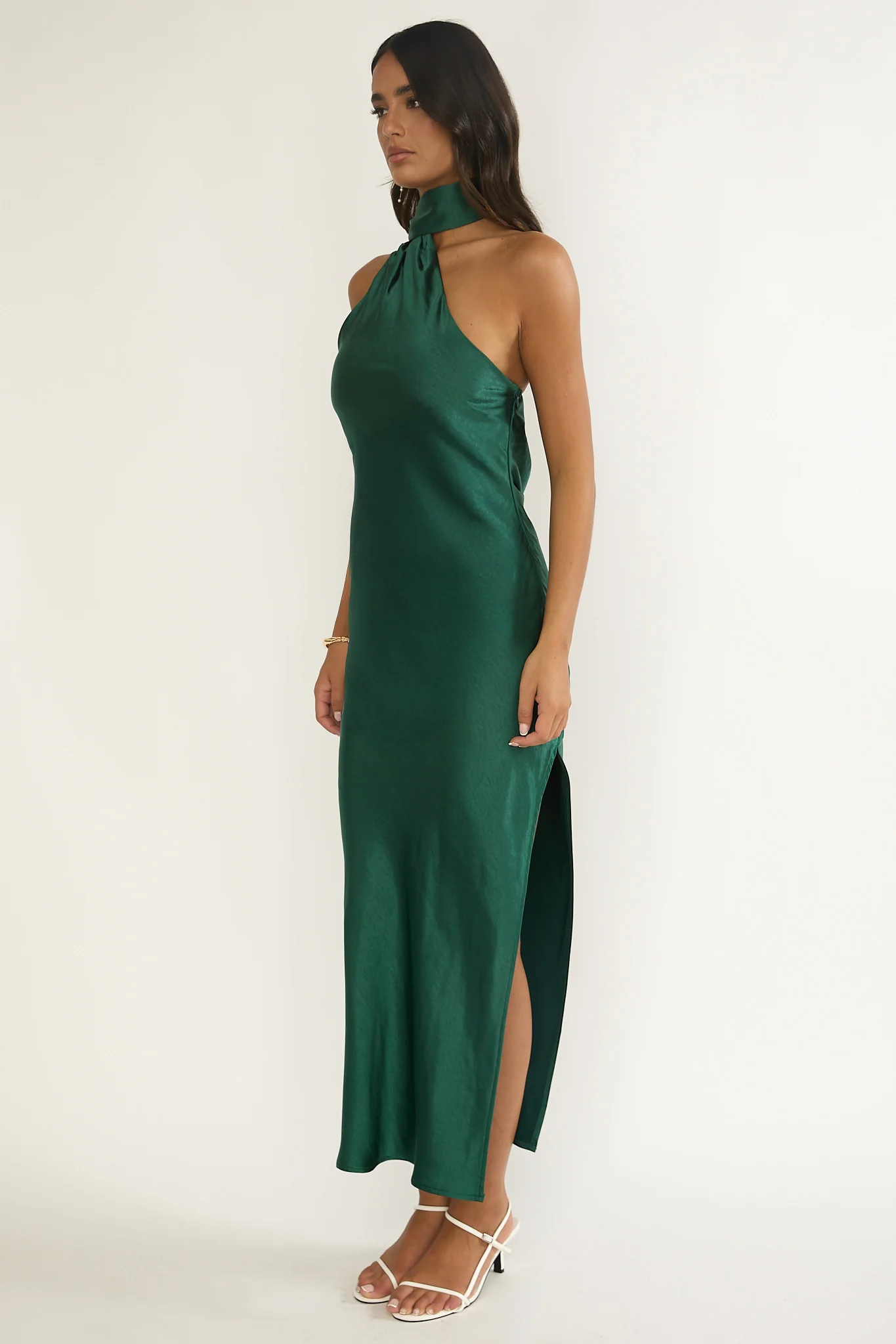 Rionna Open Cowl Back Maxi Dress Forest Green - Image 6