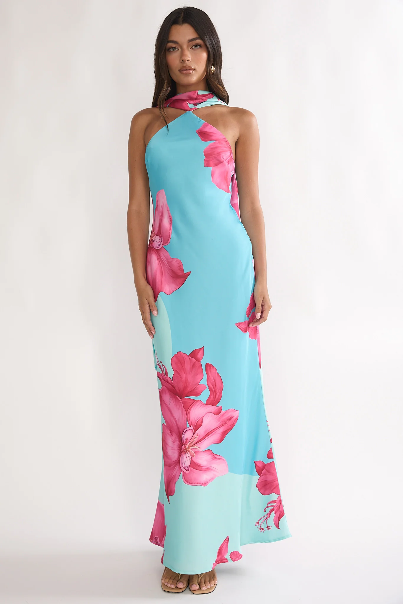 Risha Scarf Maxi Dress Lily Hot Pink - Image 6
