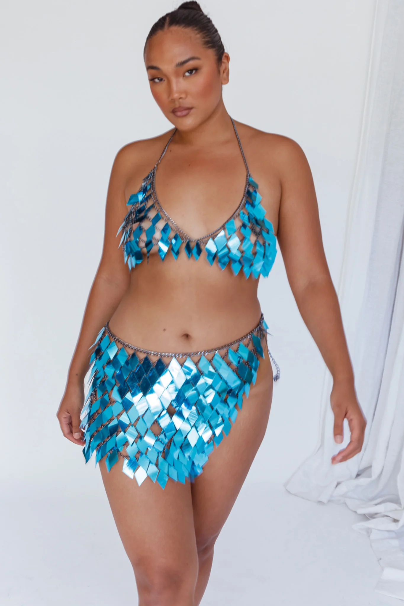 River Festival Shiny Sequins 2 Piece Set Blue - Image 3