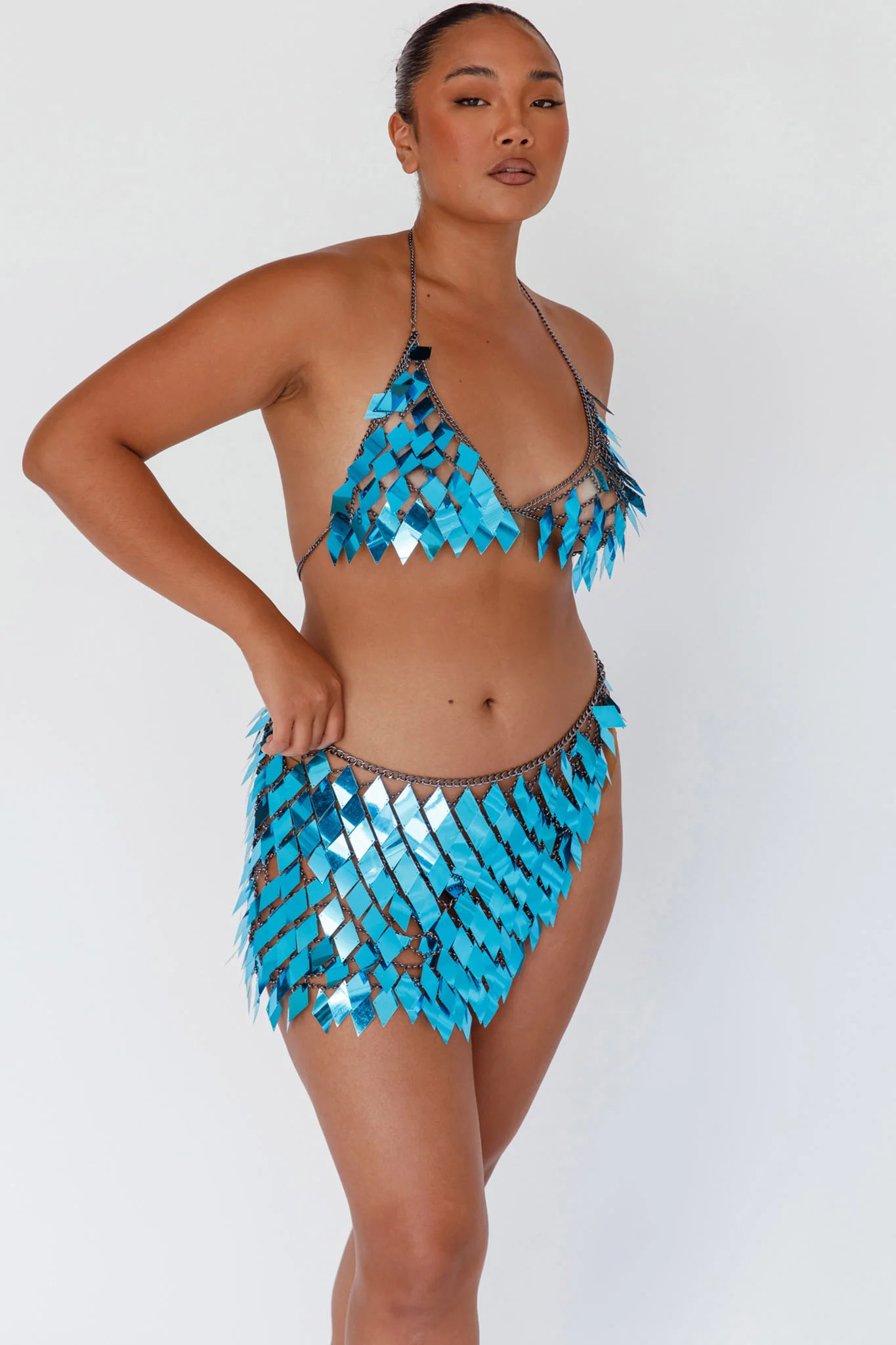 River Festival Shiny Sequins 2 Piece Set Blue - Image 7