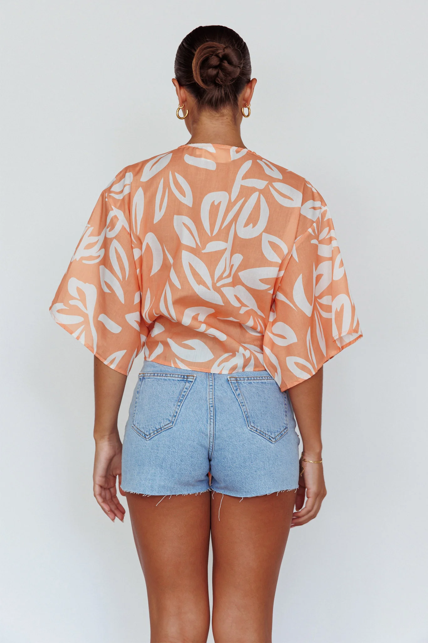 Rivera Deep-V Waist-Tie Top Leaves Mango - Image 4